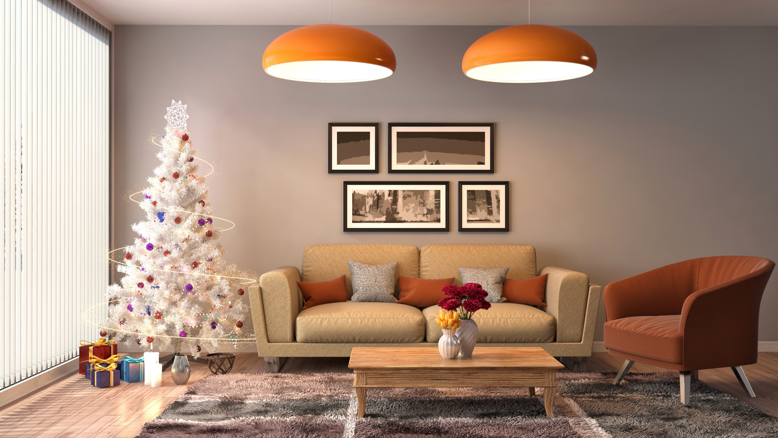 Christmas Tree Decoration Furniture Gift 2560x1440