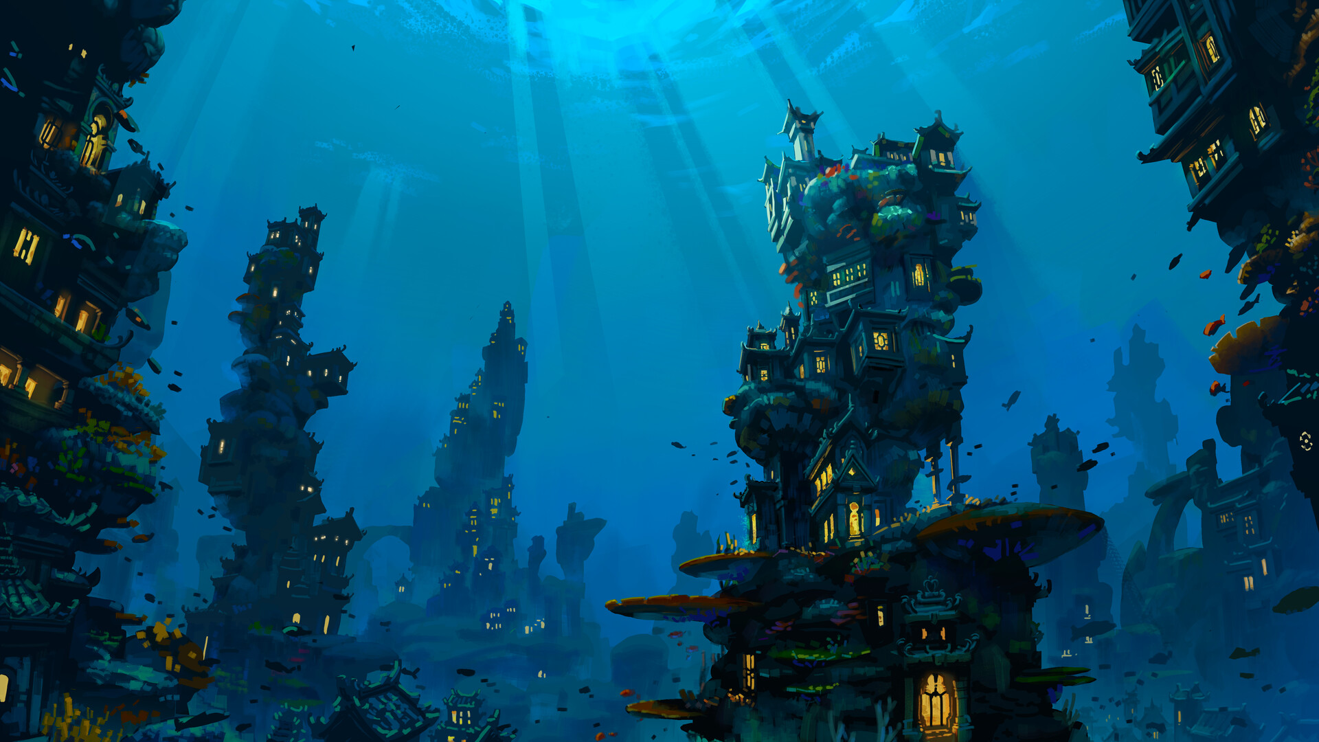 ArtStation Digital Art Illustration Architecture Underwater City Sunken
