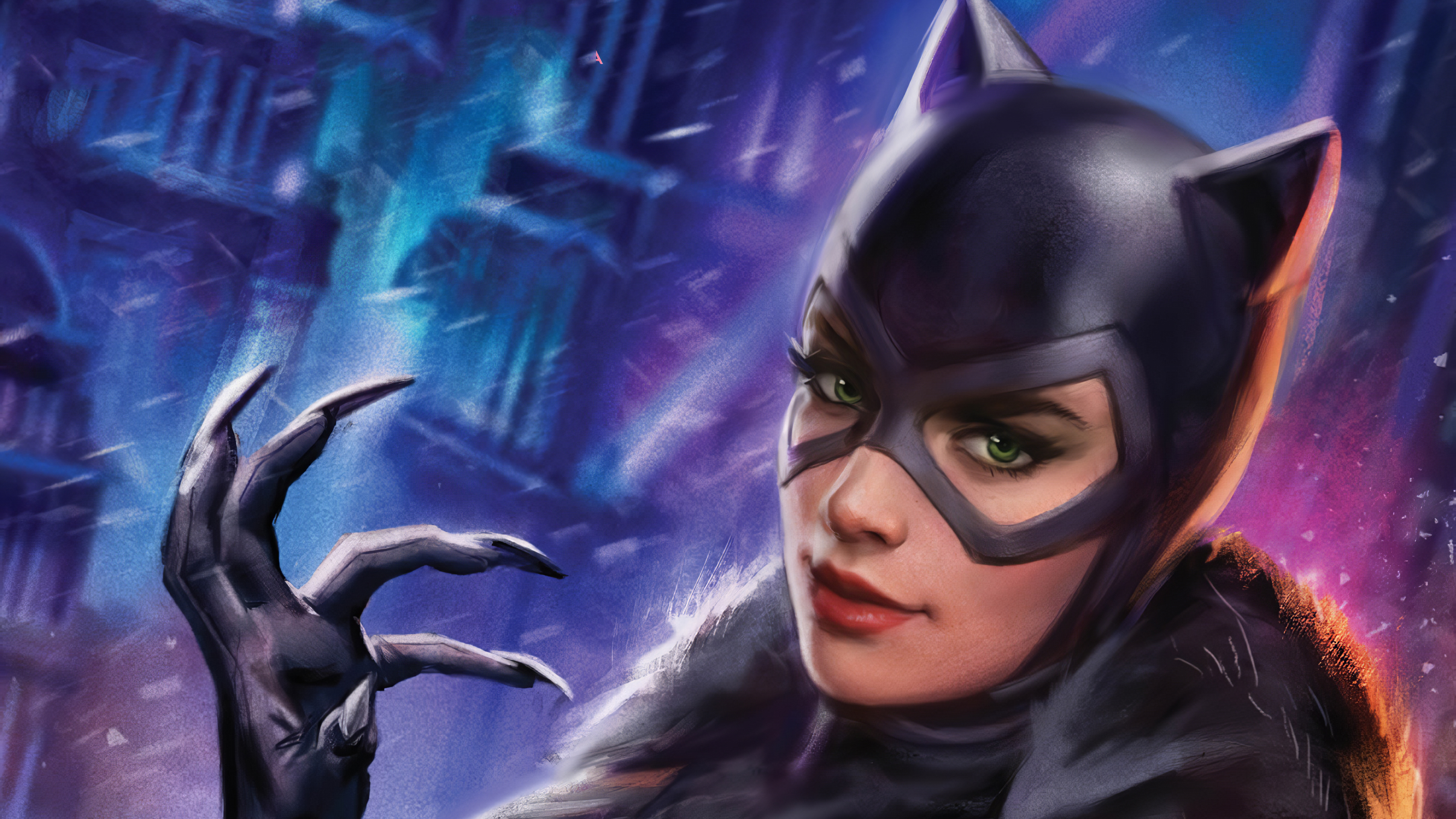 Catwoman Dc Comics Girl Green Eyes Lipstick 3840x2160
