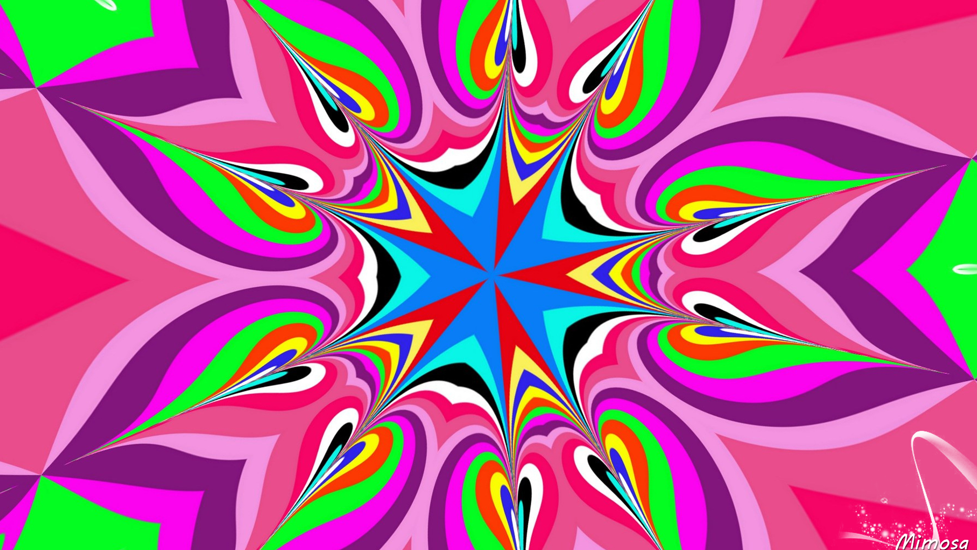 Abstract Artistic Colorful Colors Digital Art Kaleidoscope Pattern 1920x1080
