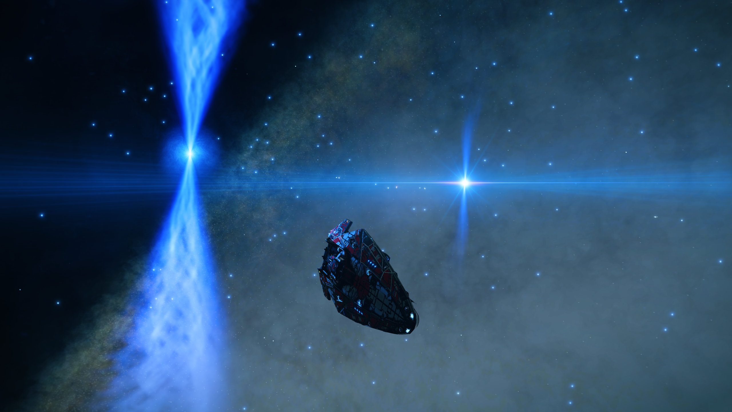 Elite Dangerous Anaconda Spaceship Space Neutron Star 2560x1440