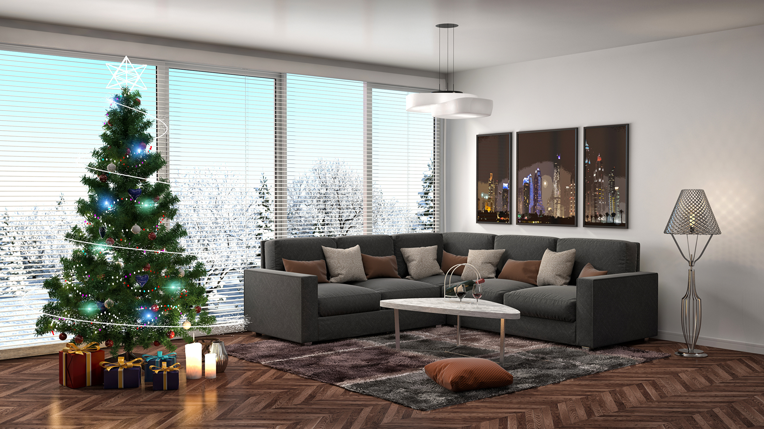 Christmas Tree Decoration Furniture 2560x1440