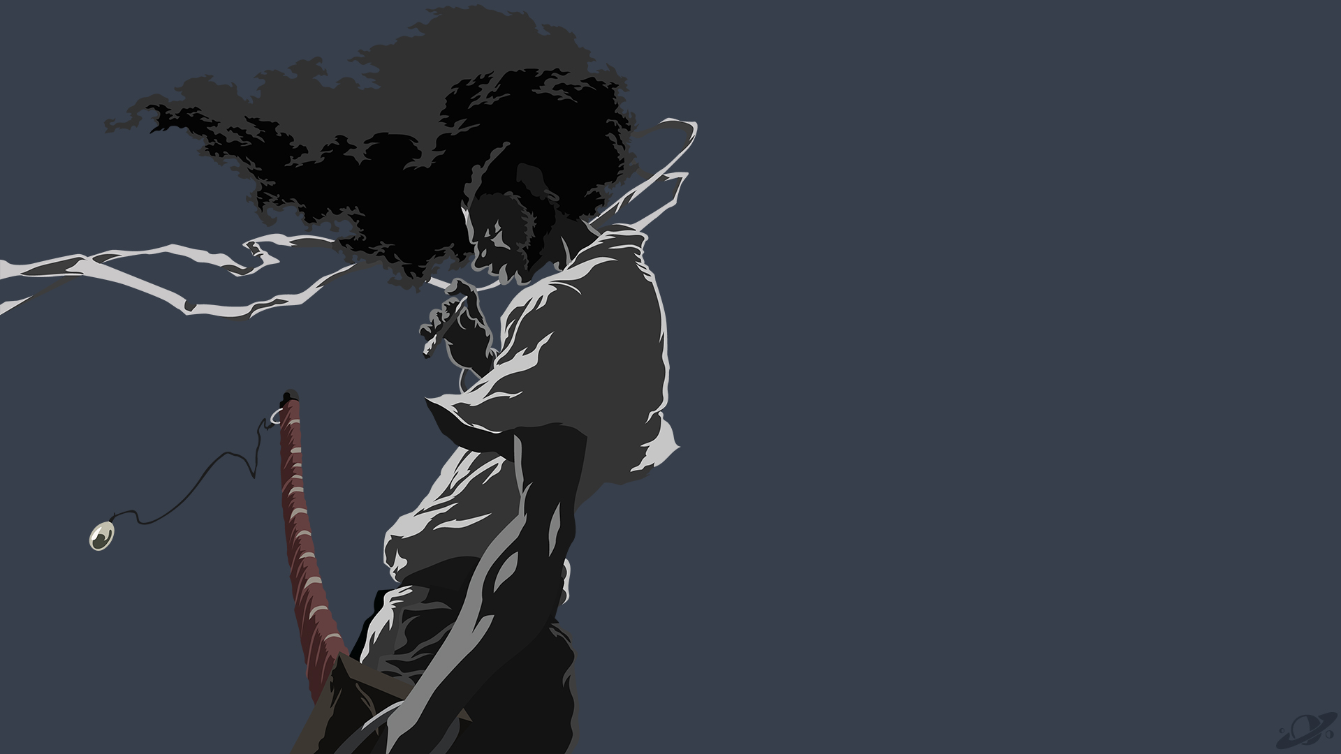 Afro Samurai Anime Black Hair Katana Sword Weapon 1920x1080