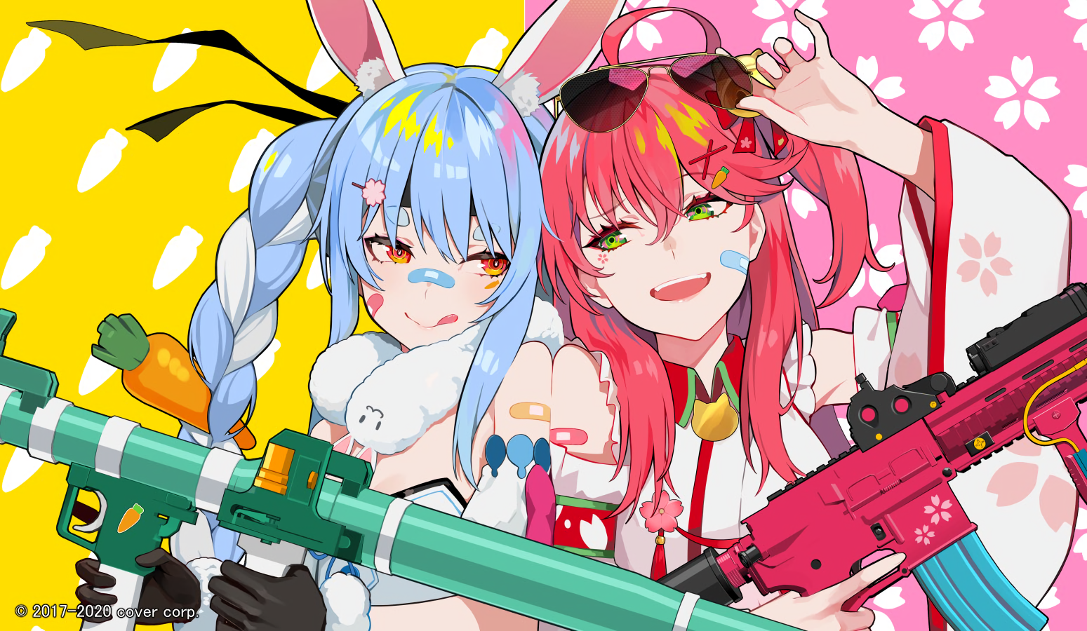 Usada Pekora Sakura Miko Hololive Virtual Youtuber Anime Anime Girls Weapon Colorful Carrot Bunny Ea 1549x900