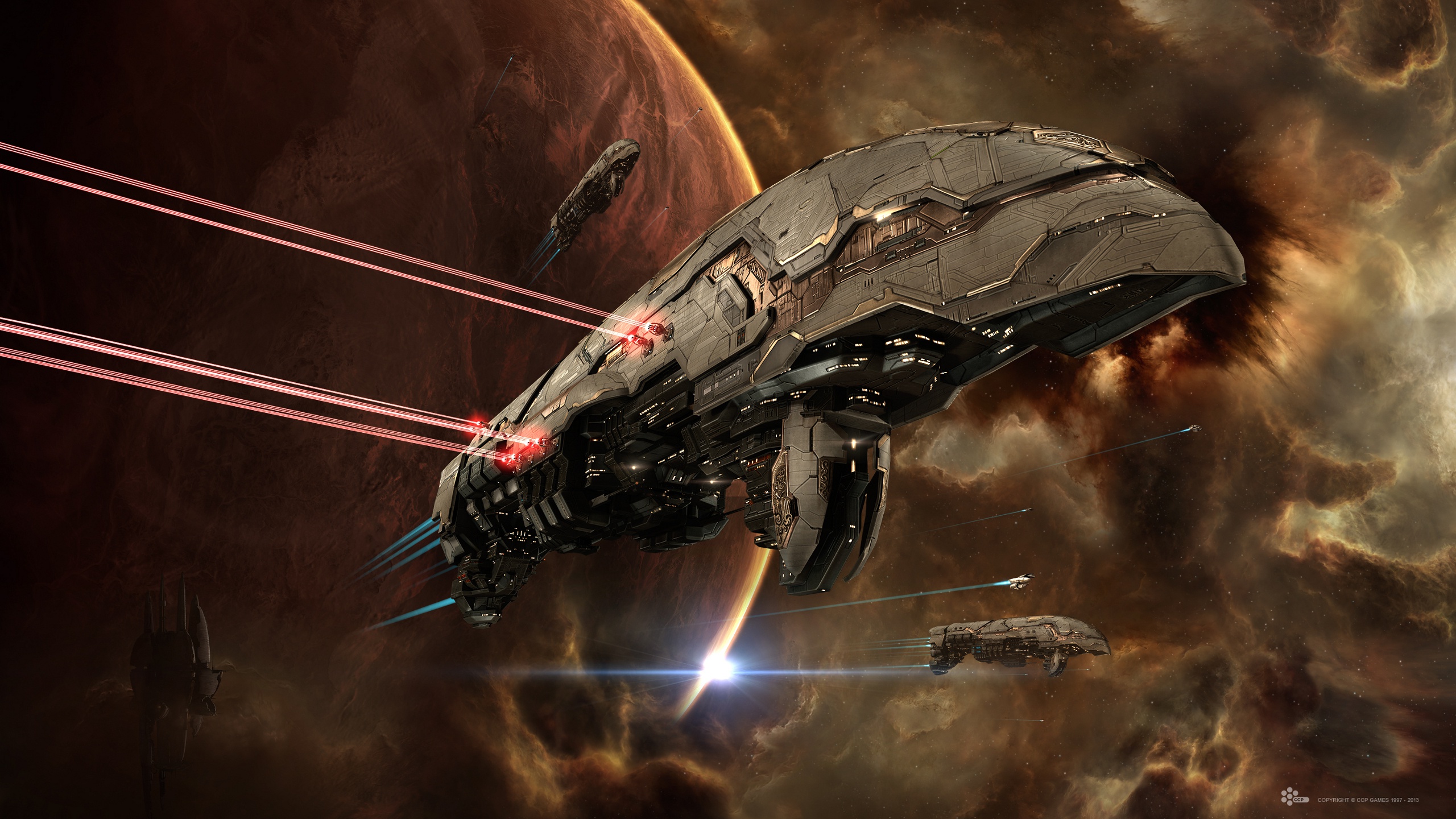 Eve Online Nebula Planet Space Spaceship 2560x1440