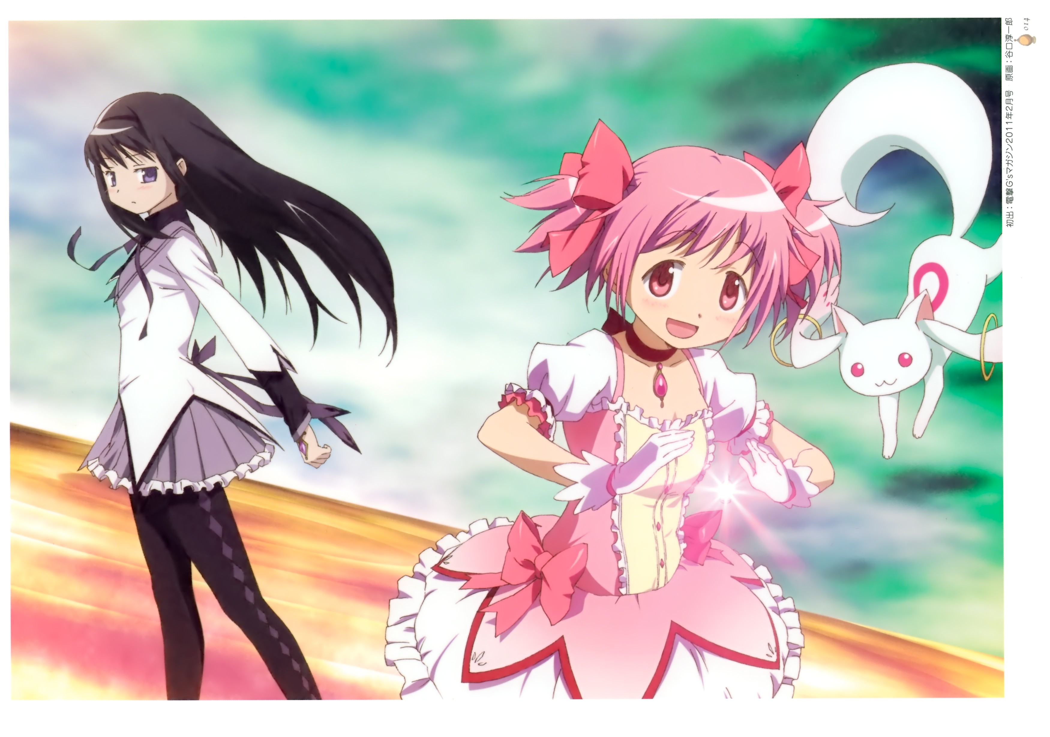 Mahou Shoujo Madoka Magica Kaname Madoka Akemi Homura Anime Girls Kyuubey Anime 3500x2455