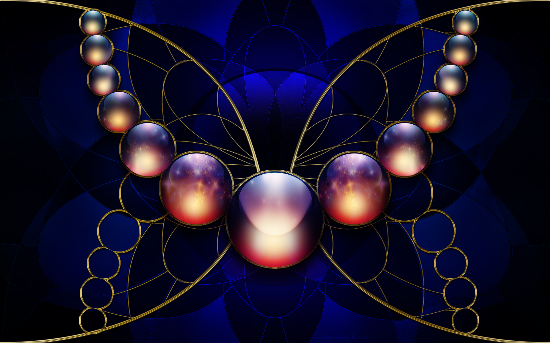 Abstract Ball Blue Butterfly Sphere 1920x1200