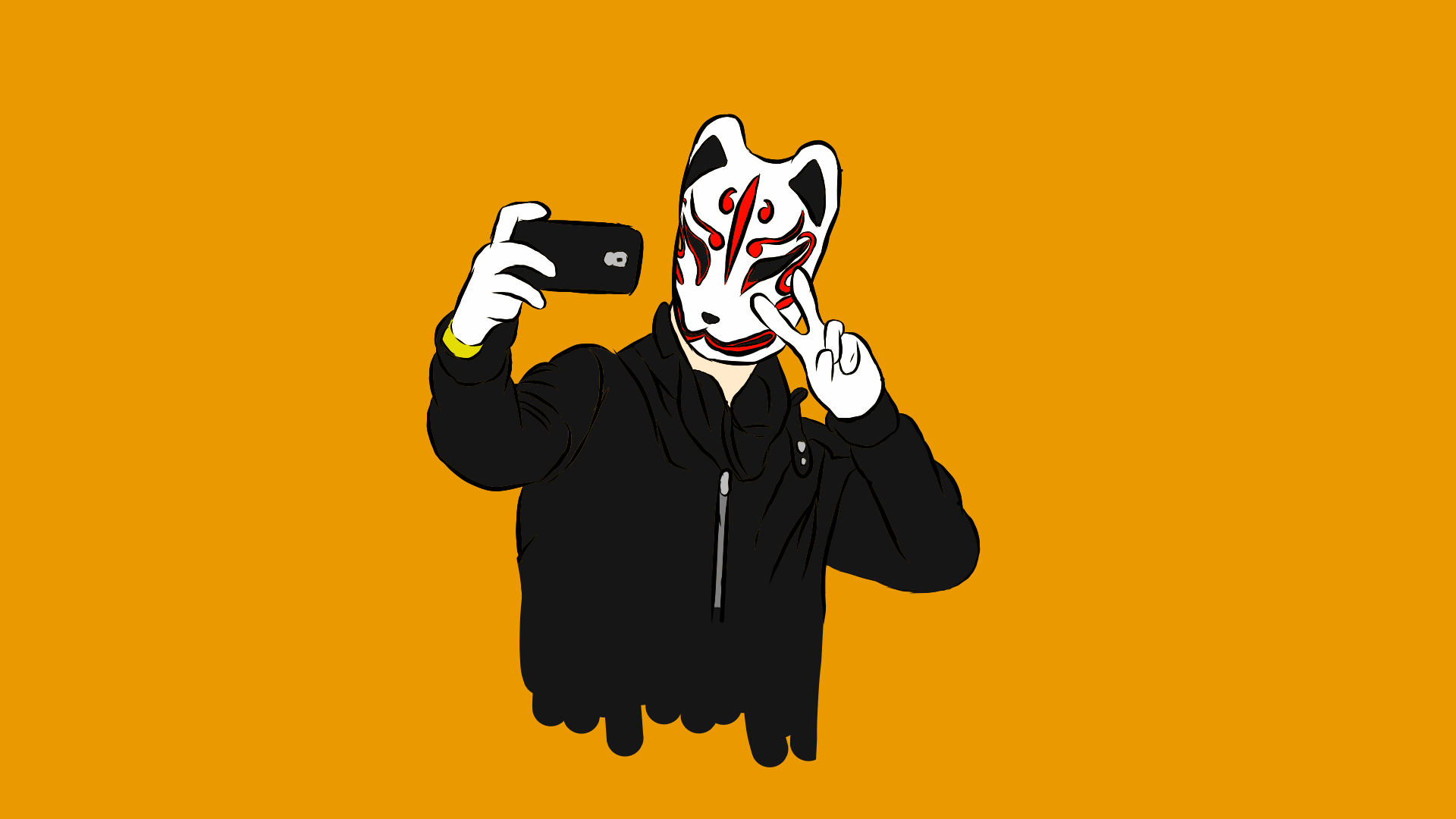 Kitsune Mask Selfie 1920x1080