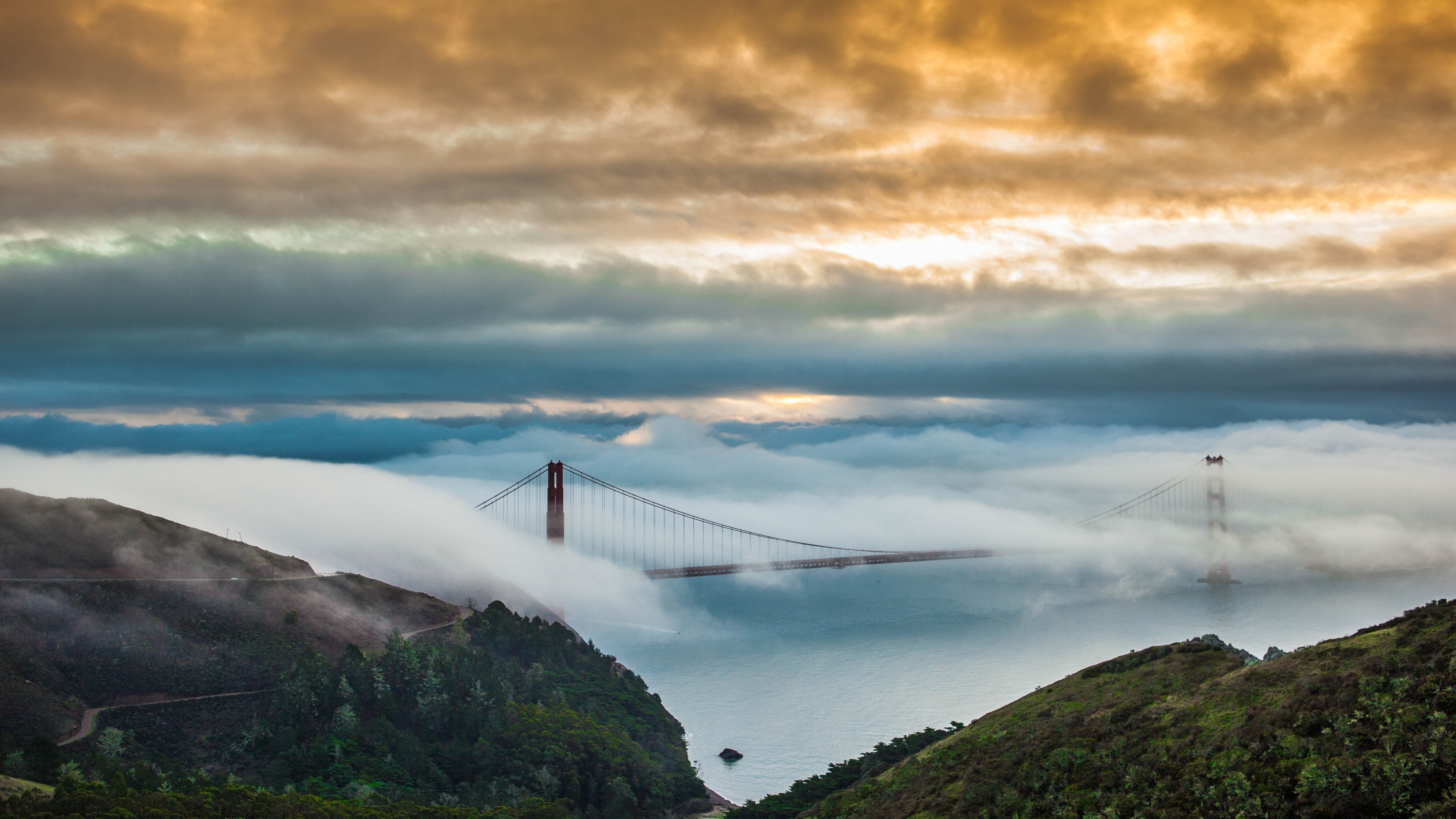 Bridge Fog Golden Gate 5120x2880
