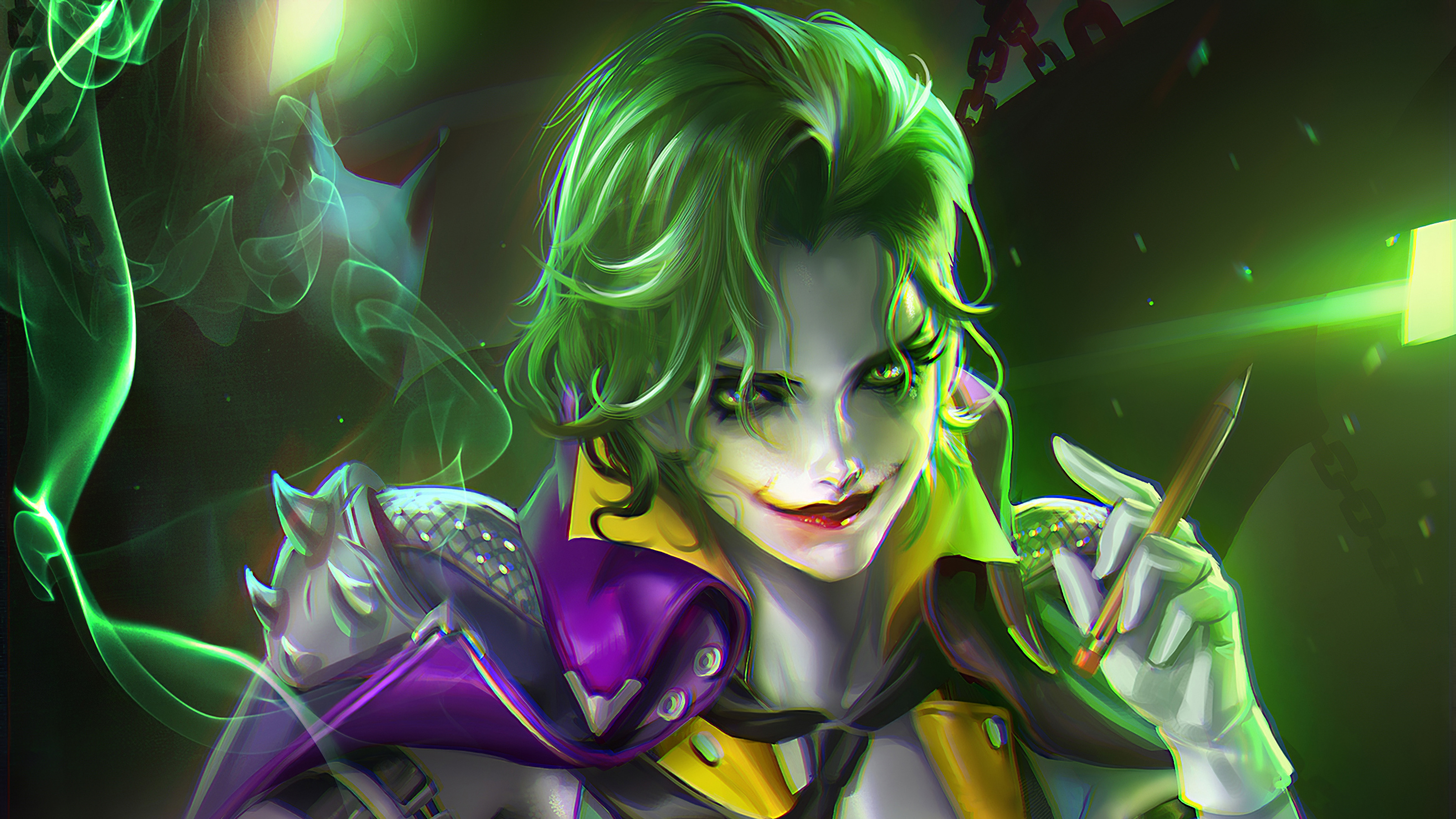 Dc Comics Genderbend Girl Green Eyes Green Hair Joker Lipstick 2628x1478