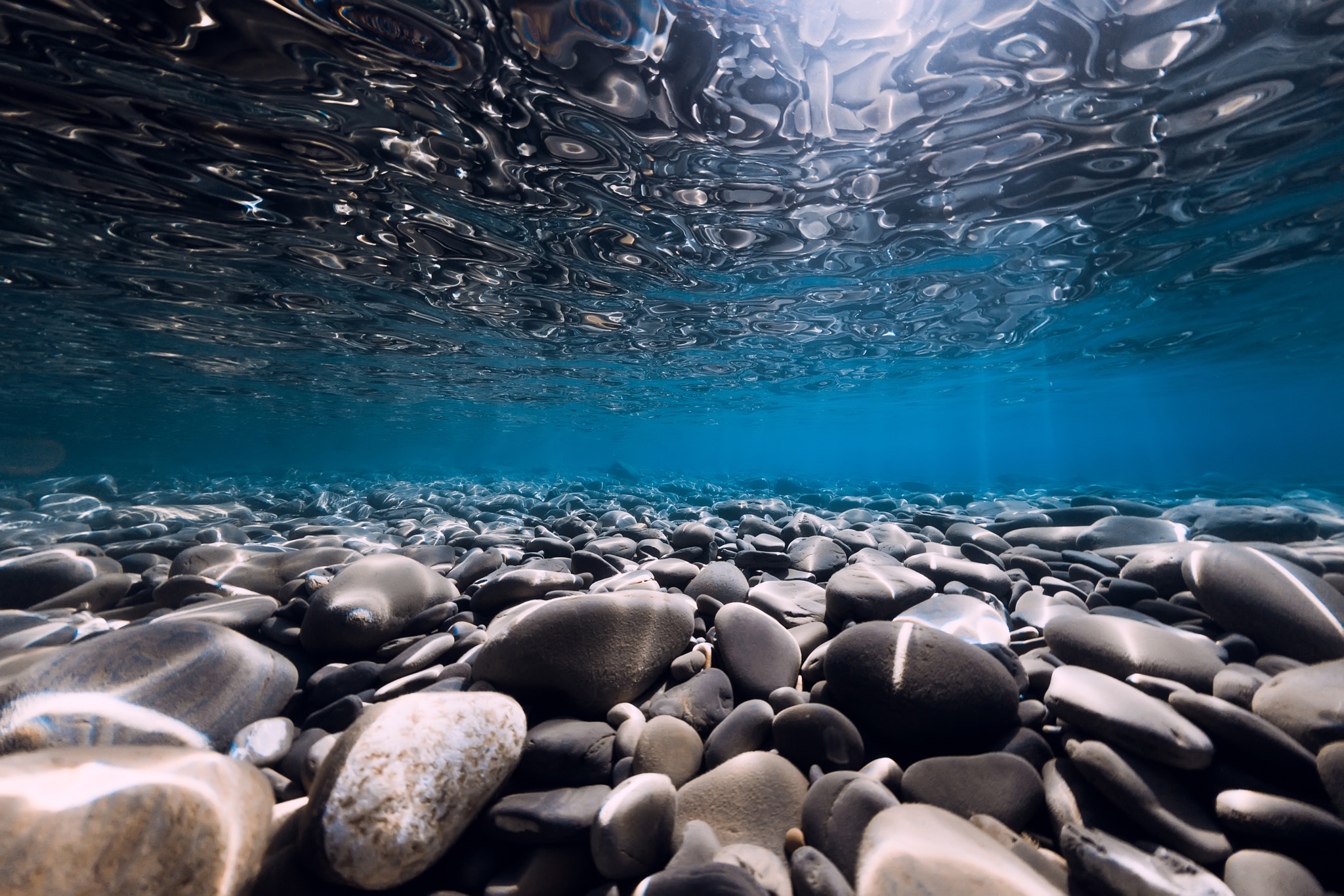 Outdoors Underwater Sea Water Stones 2048x1366