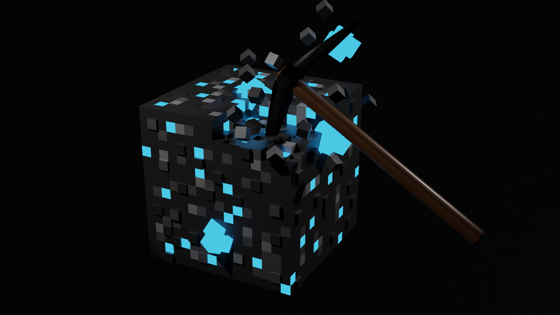 Minecraft 3D Model Dark Cub Cube 1920x1080