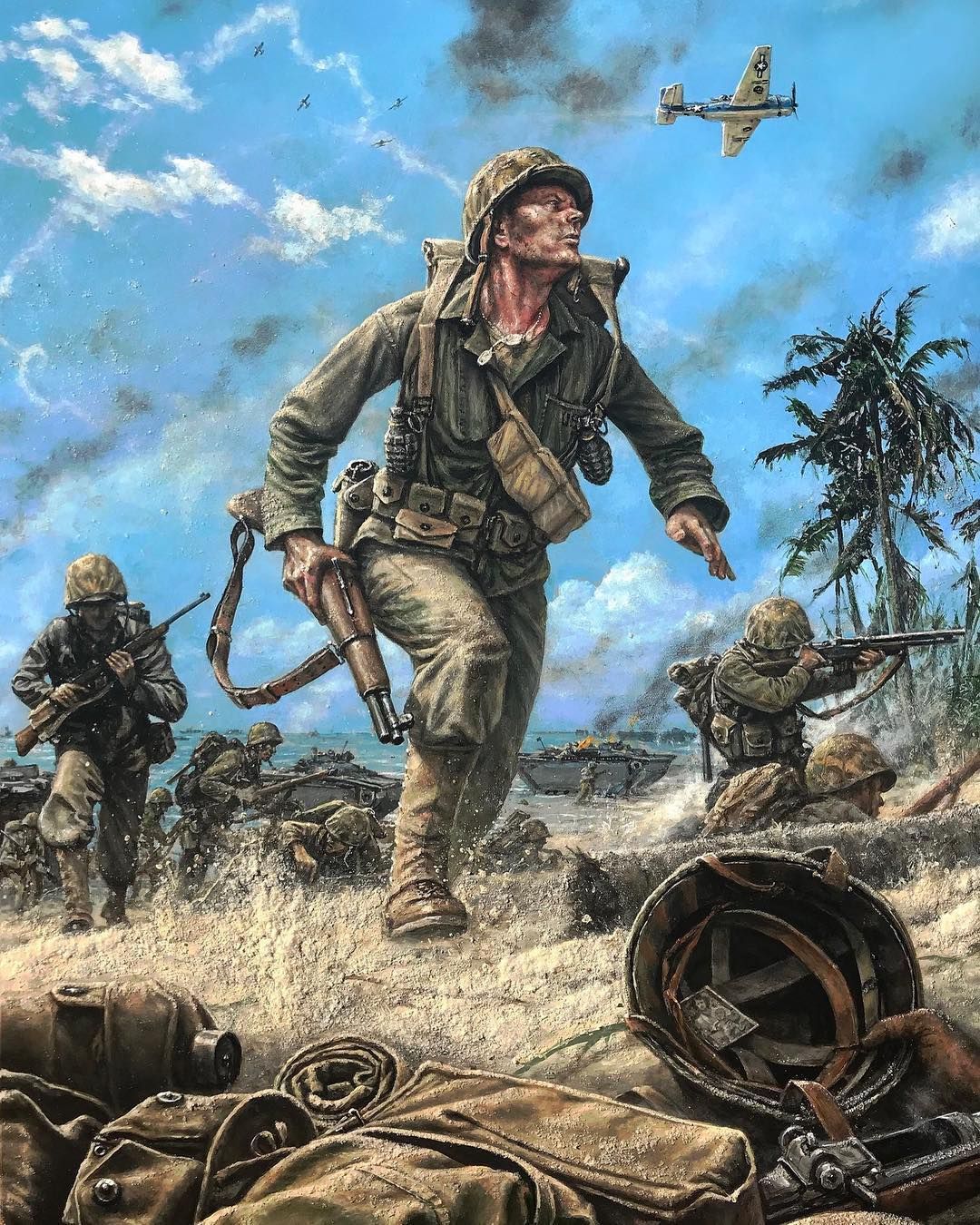 US Marines World War Ii Soldier War Artwork 1080x1350