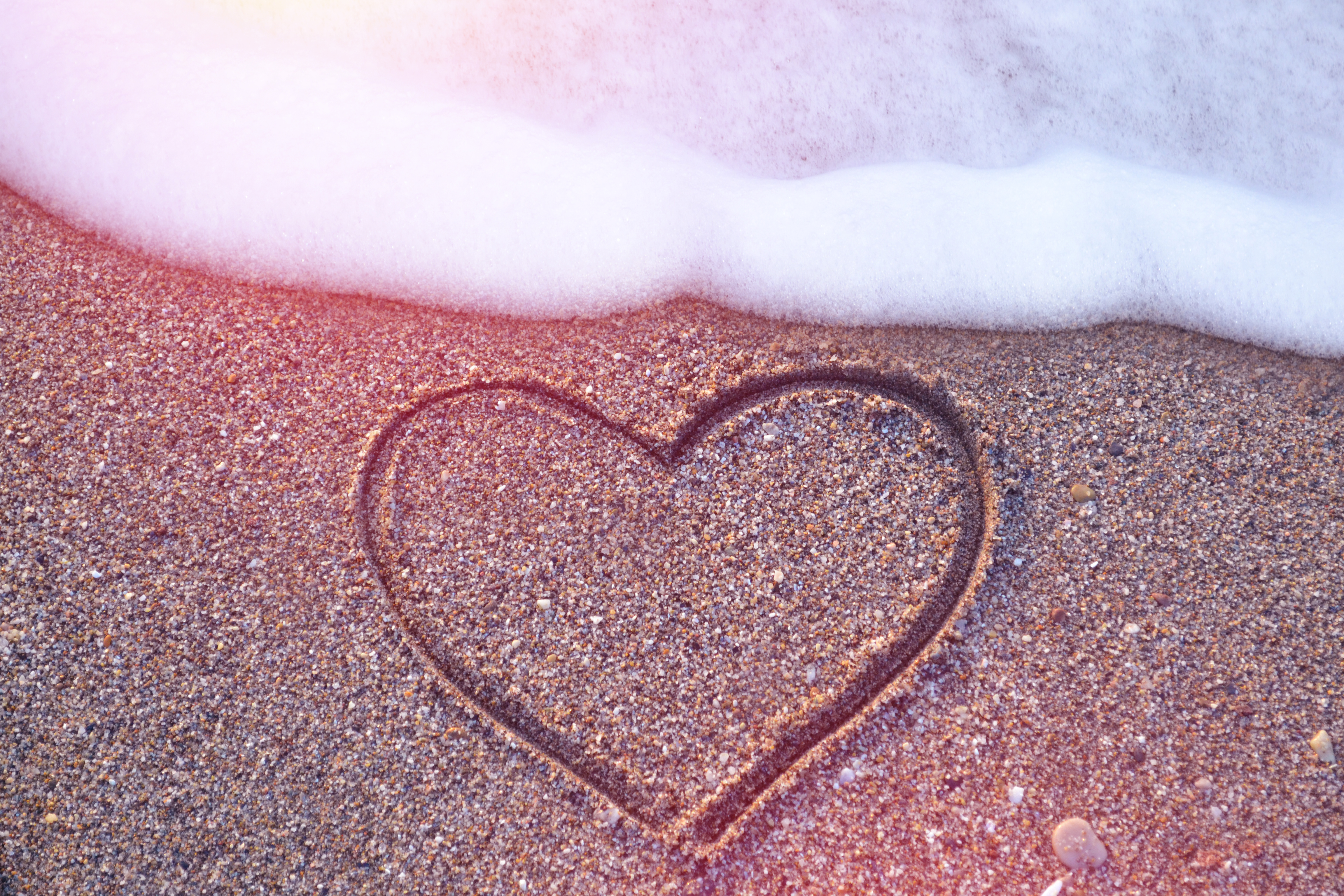Beach Foam Heart Love Romantic Sand 4608x3072