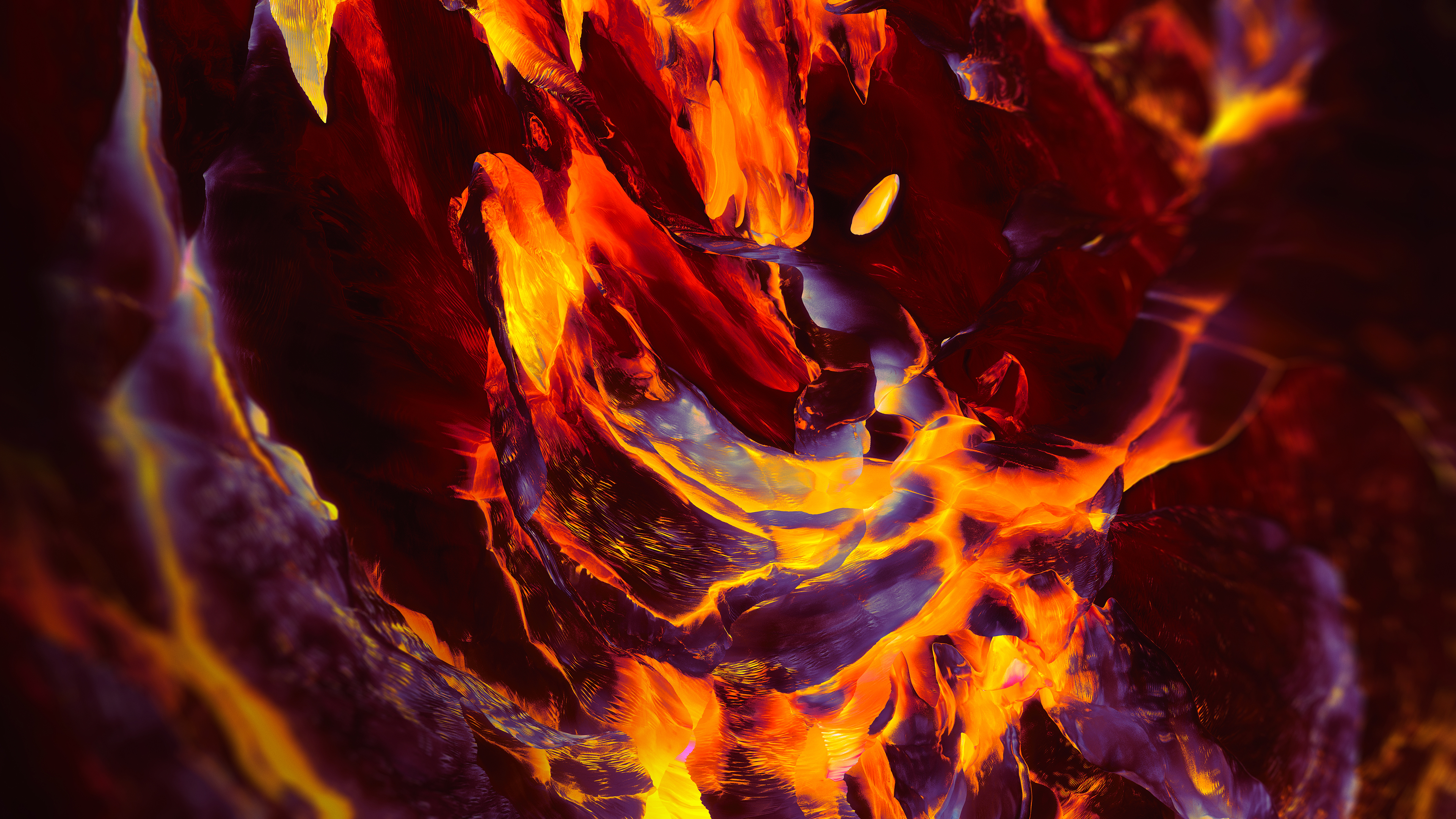 Digital Art Depth Of Field Lava Fire CGi Shapes Artwork 3840x2160