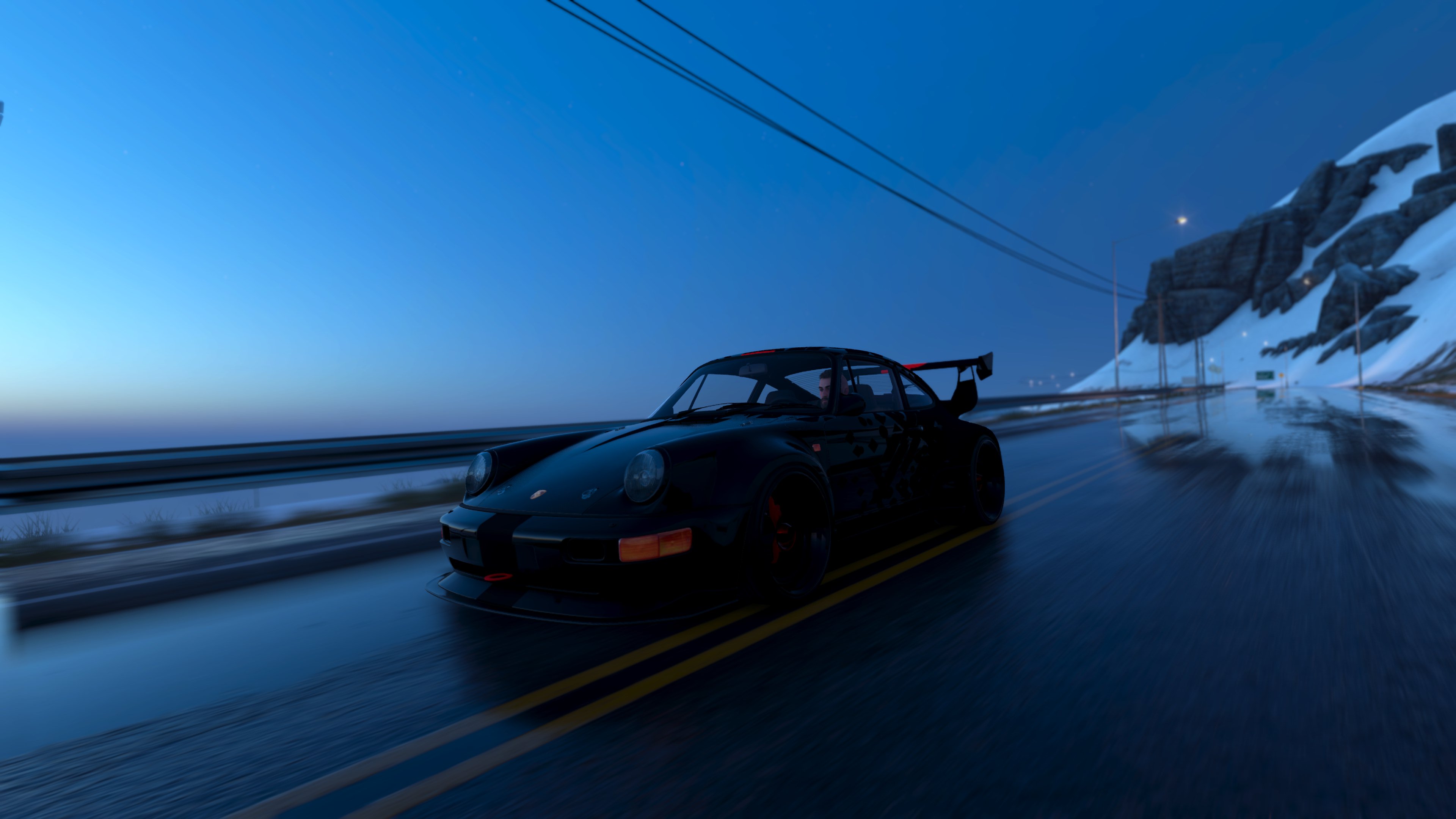Porsche 911 Turbo Supercars Night In Game Screen Shot Steredenn Video Game Art Game Poster The Crew  3840x2160