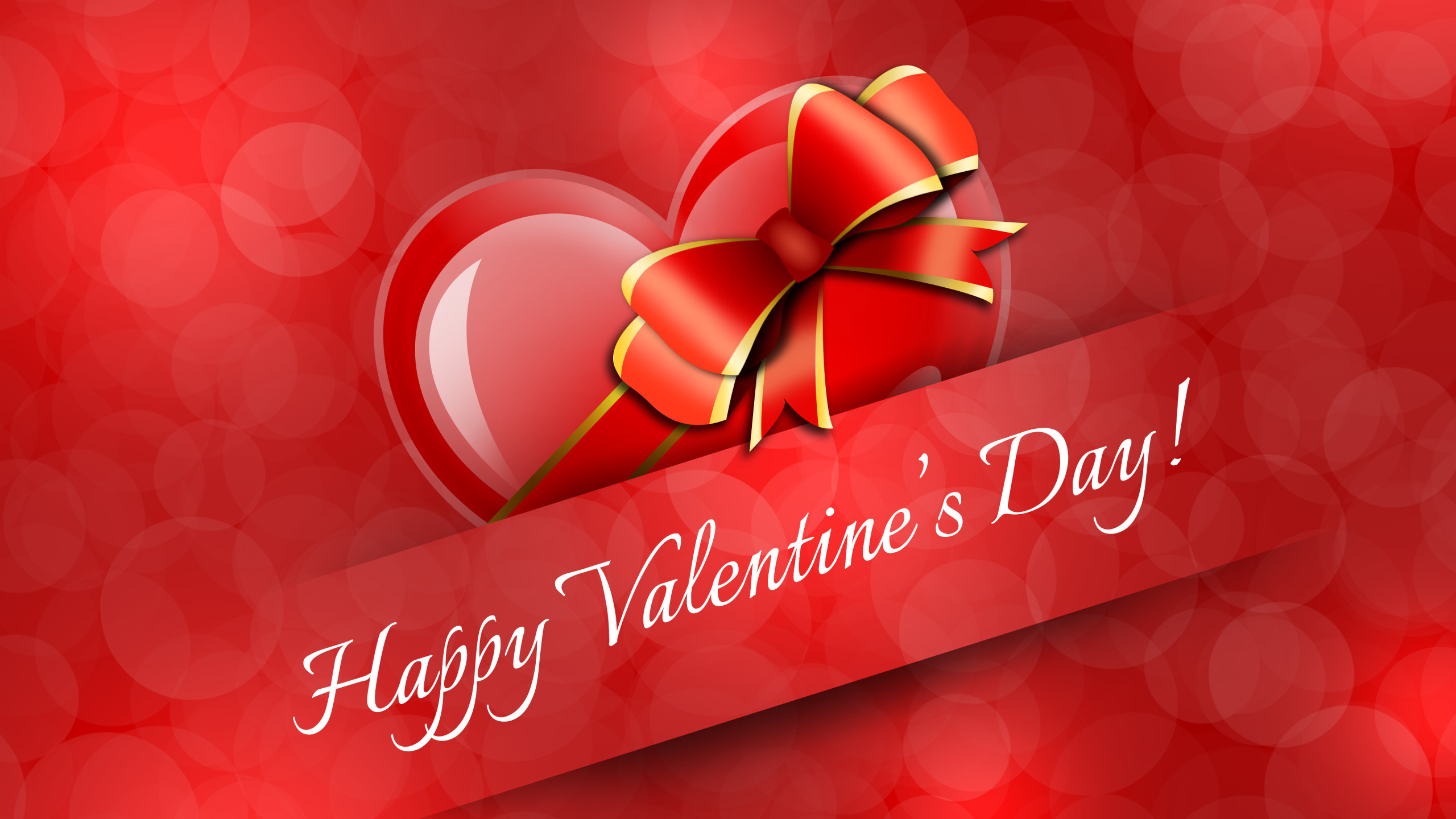 Happy Valentine 039 S Day Heart Red Ribbon Valentine 039 S Day 2560x1440