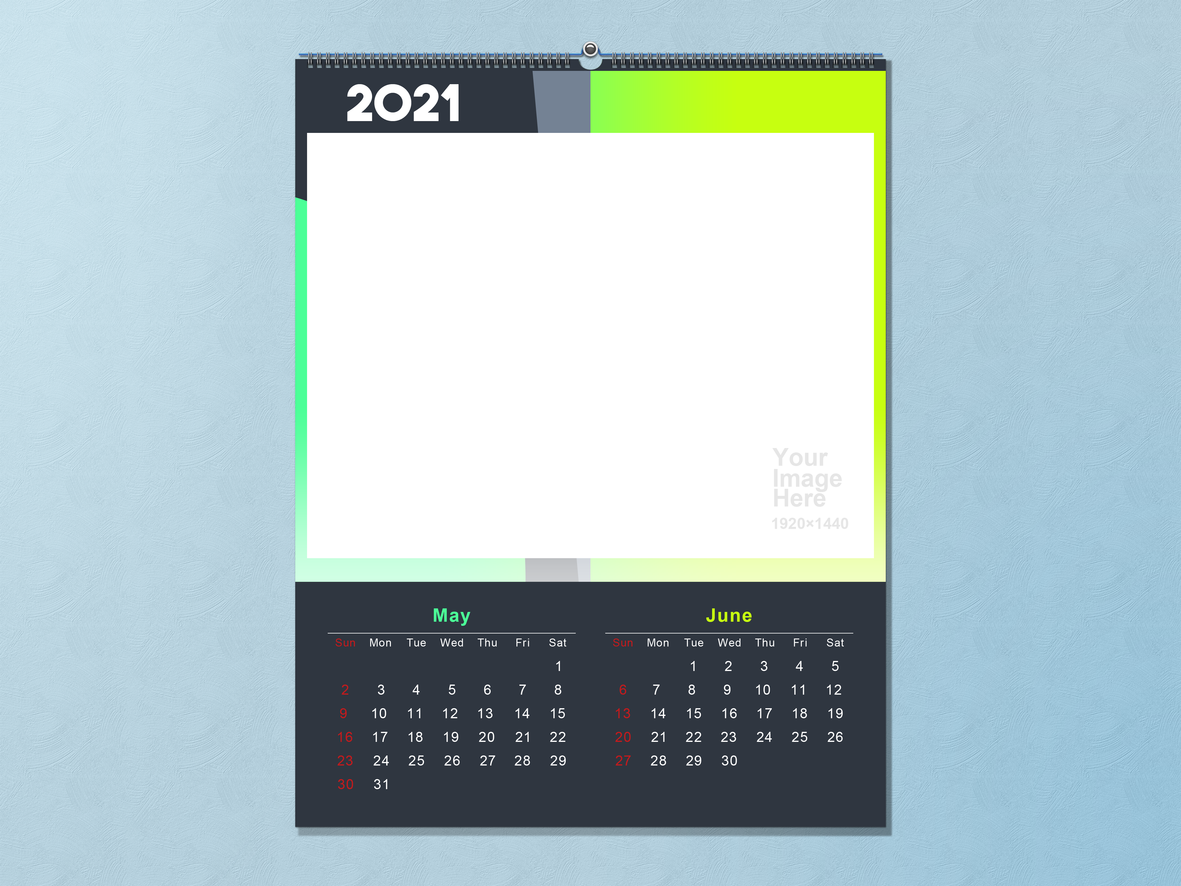 2021 Calendar Template May June 4000x3000