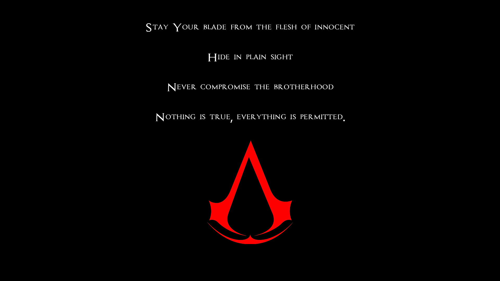 Assassins Creed The 3 Tenets Plain Background Black Background Text 1920x1080