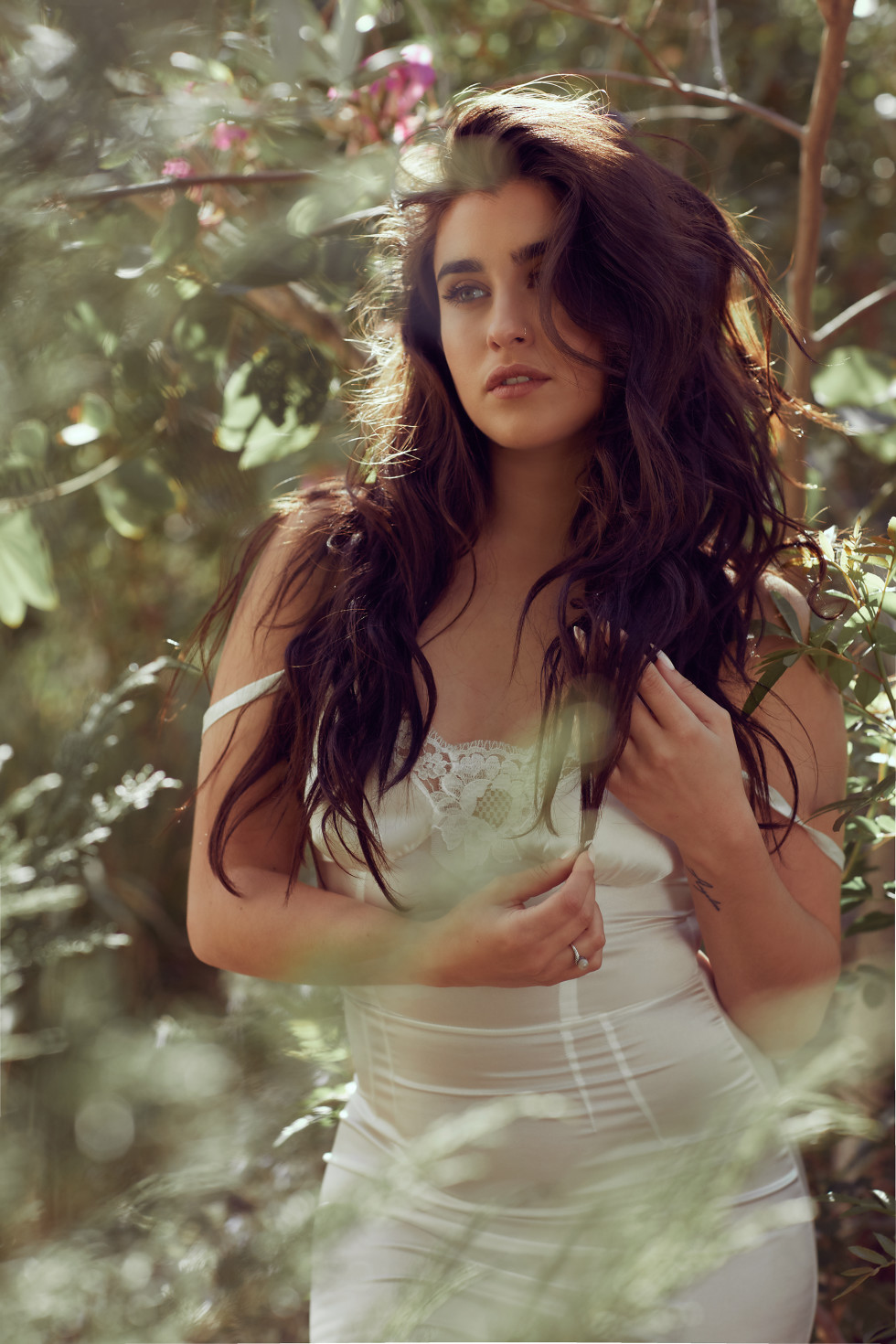 Lauren Jauregui Women Singer Brunette Young Woman Outdoors Plants Nature White Dress 980x1470