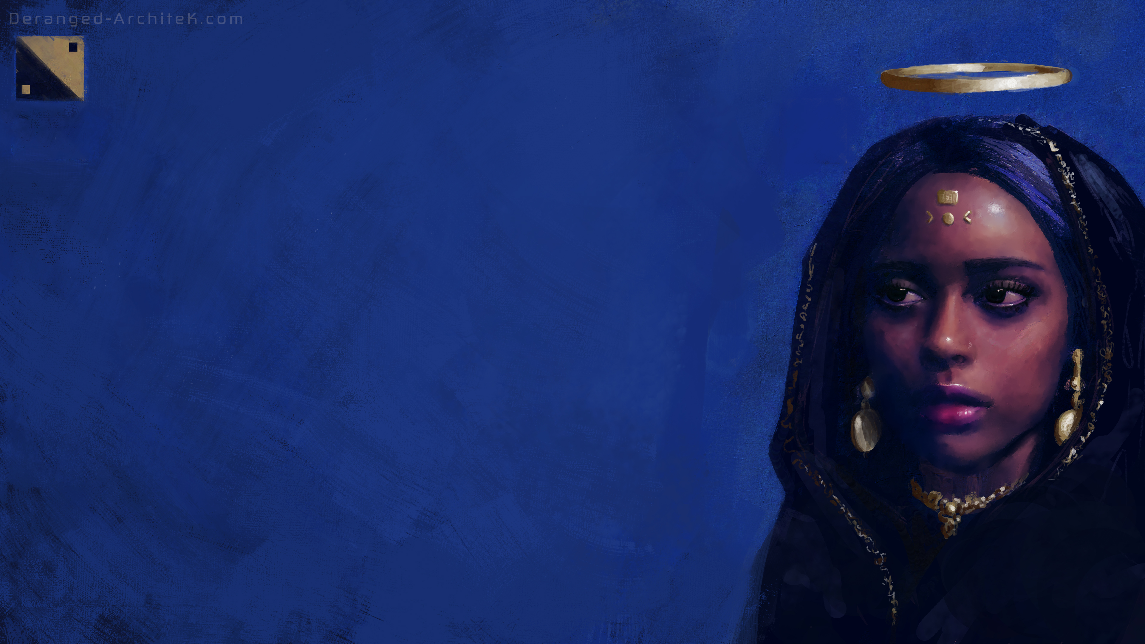 Blue Painting Women Fantasy Art 3840x2160