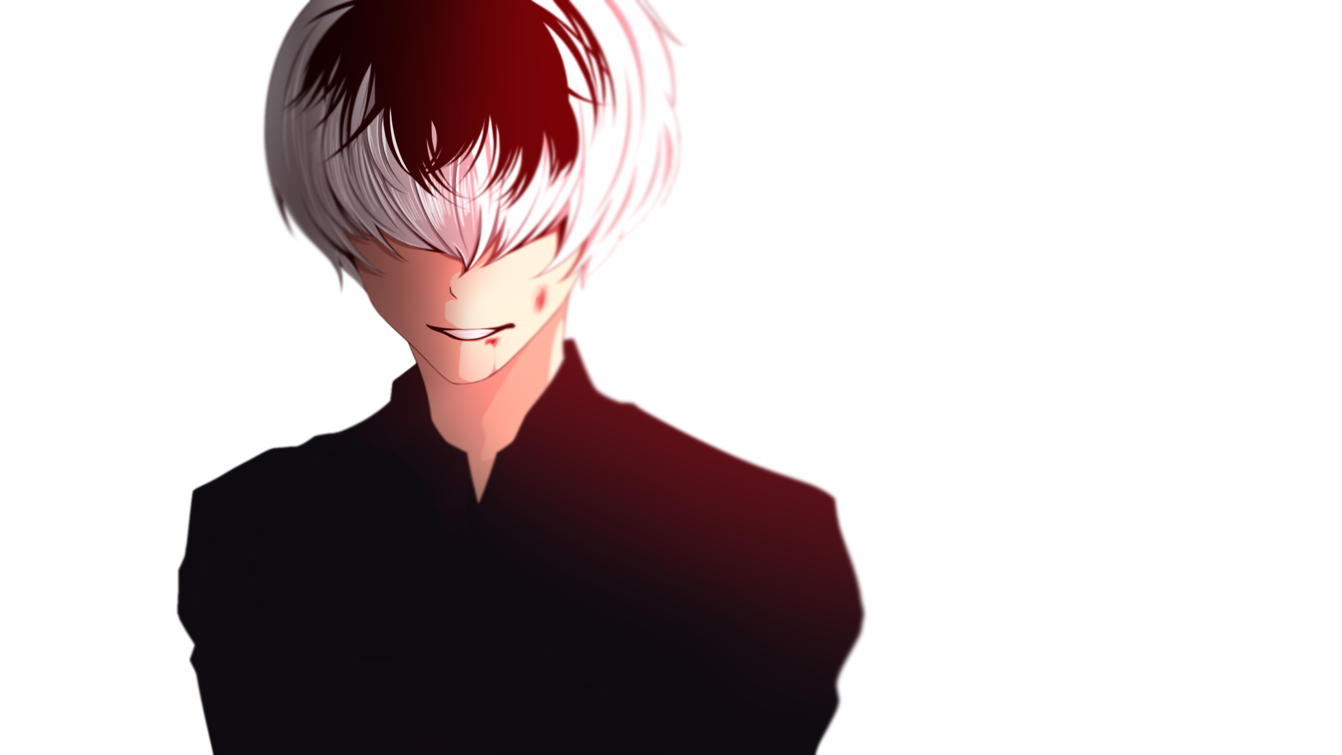 Boy Haise Sasaki Smile Tokyo Ghoul Tokyo Ghoul A Tokyo Ghoul Re Two Toned Hair White Hair 2632x1481