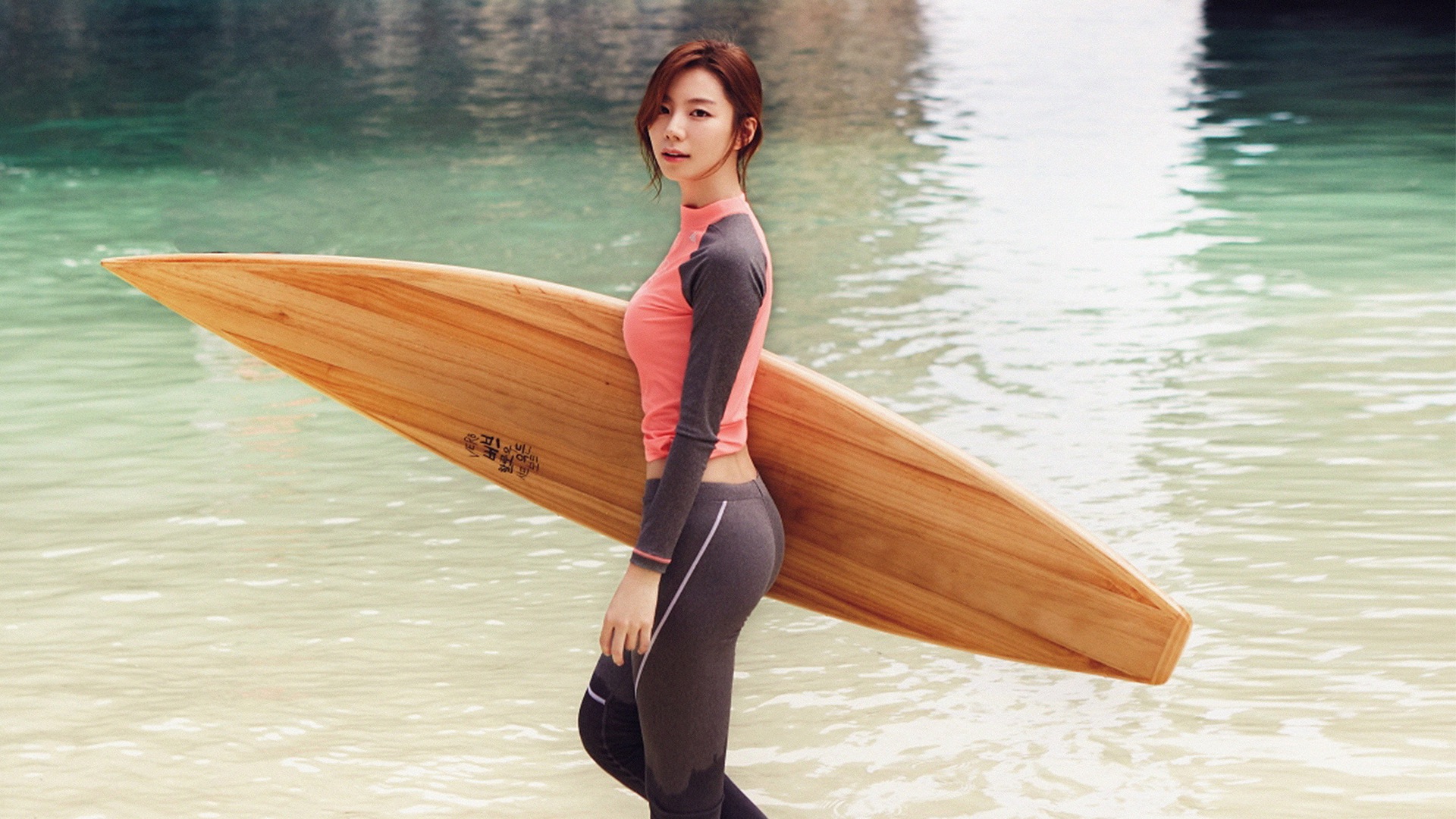 Asian Brunette Girl Model Surfboard Woman 1920x1080