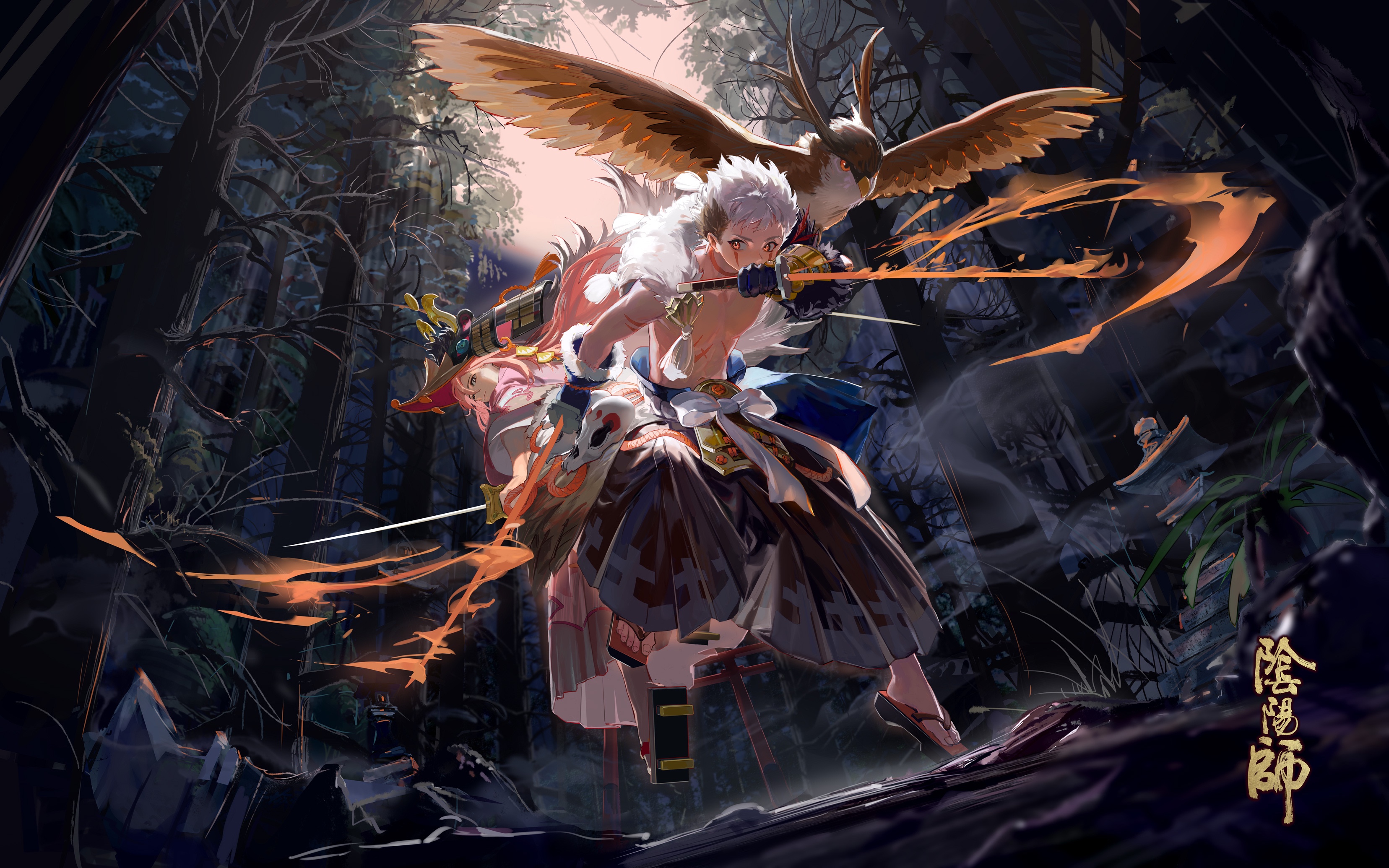 Fantasy Warrior Video Game Art Onmyoji TamoTaro 3312x2070