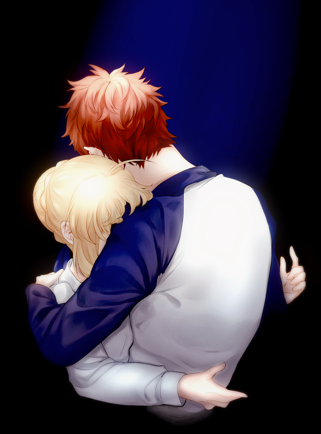 Fate Series Fate Stay Night 2D Anime Long Hair Short Hair Hugging Couple Redhead Blond Hair Braided  1063x1435