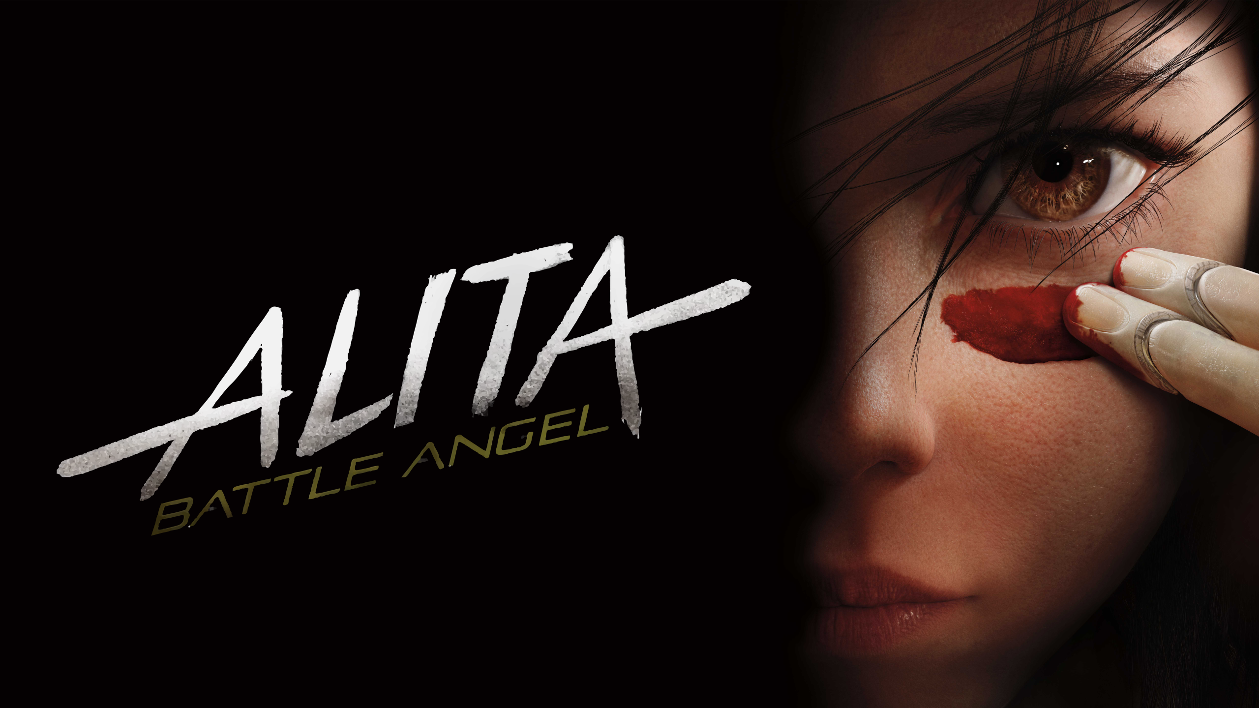 Alita Battle Angel Black Background Brown Eyes 2560x1440
