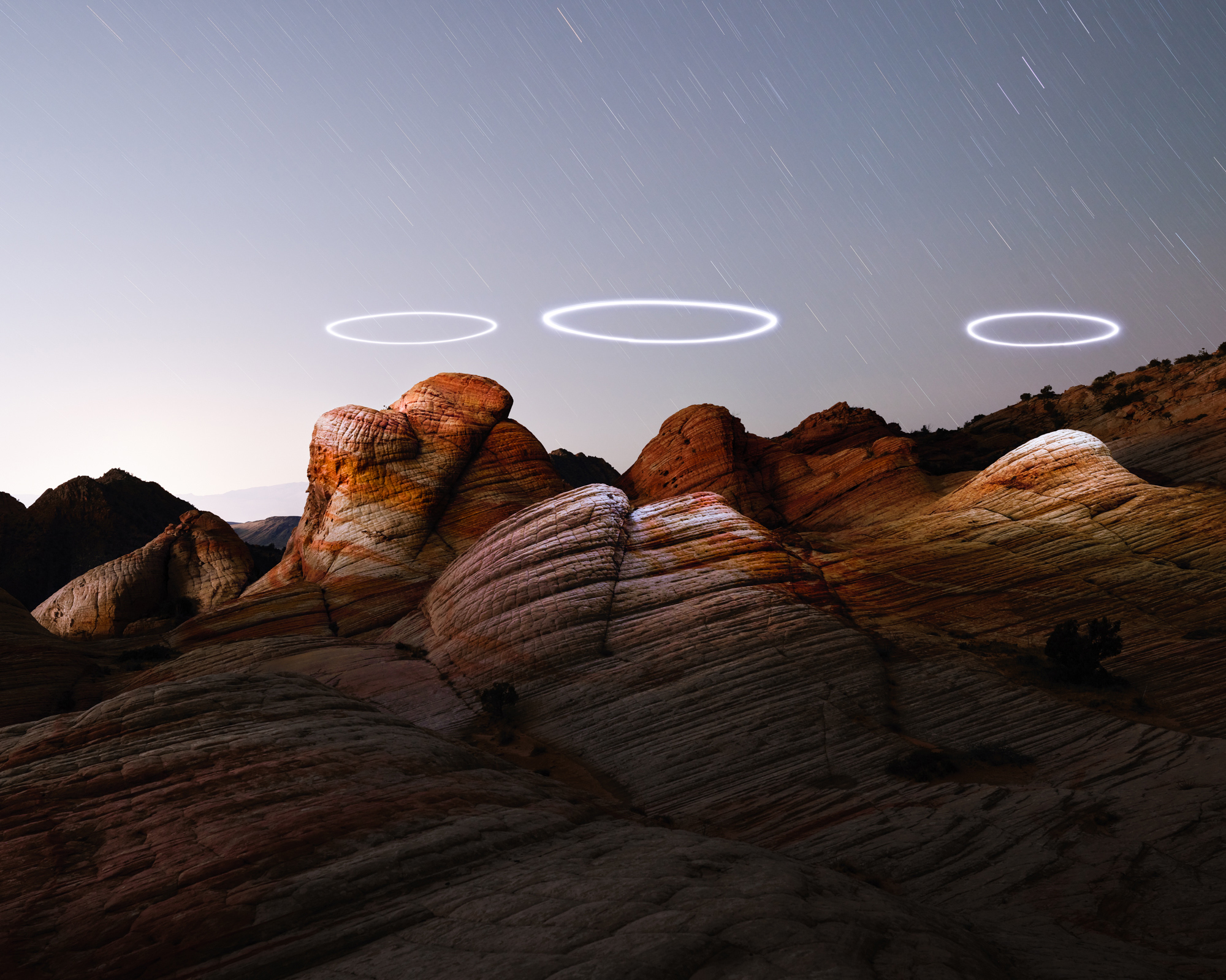 Nature Landscape Lights Long Exposure Rock Mountains Drone Circle Stars Reuben Wu 2000x1600