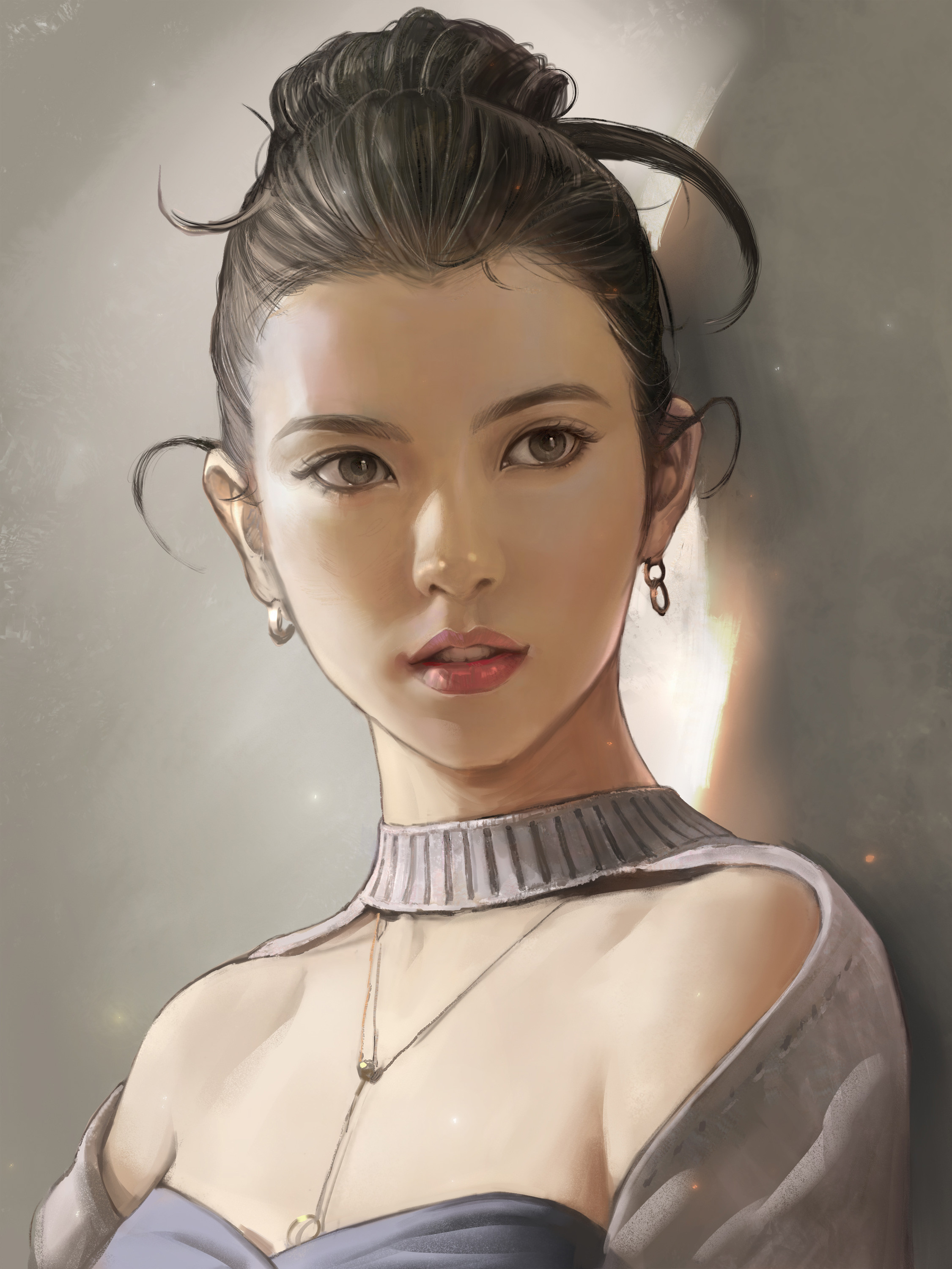 Kim Sung Hwan Women Artwork Portrait Brunette 2251x3000
