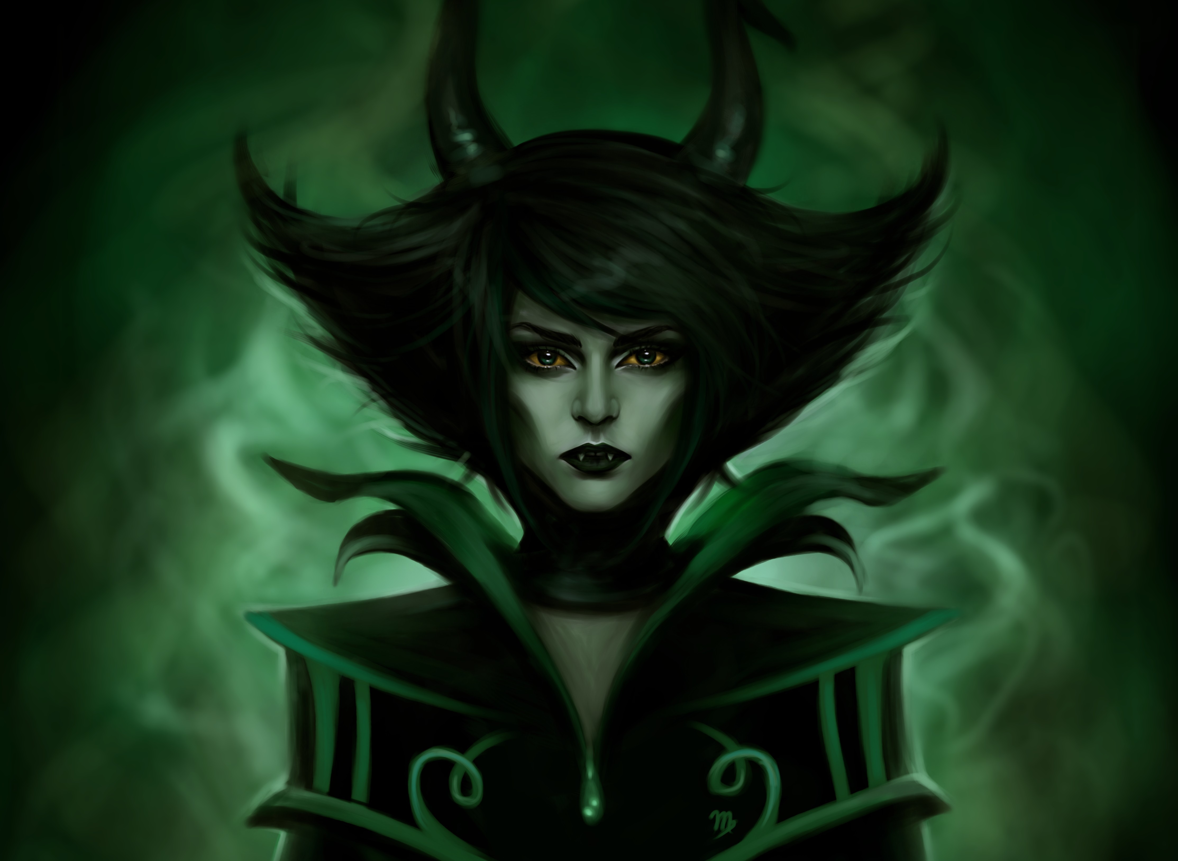 Demon Green Horns Woman 4454x3255