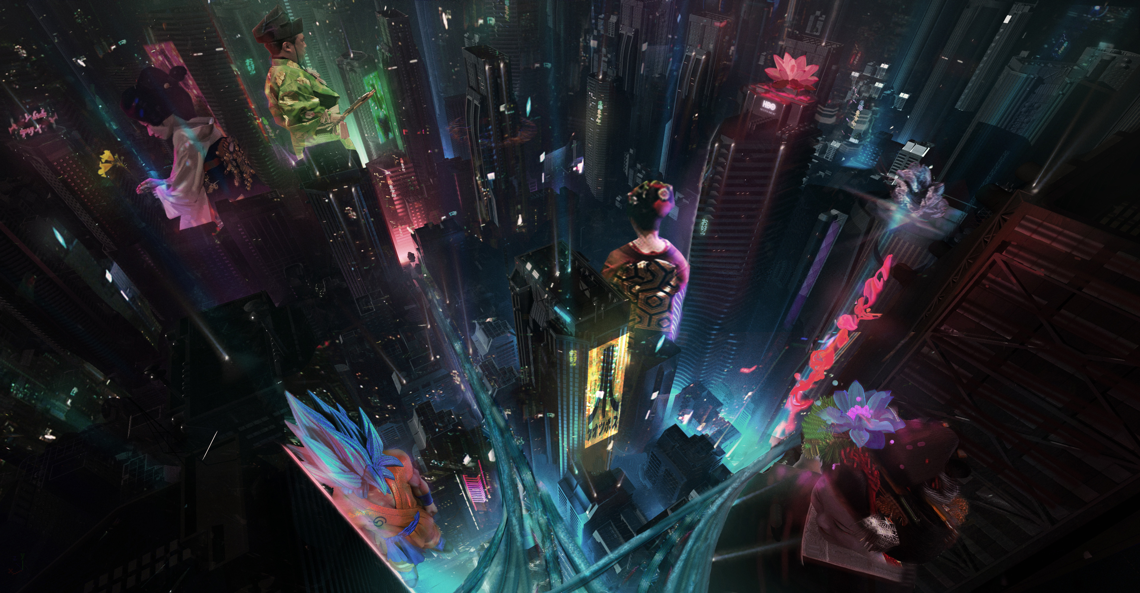 David Bocquillon Carrasco Futuristic Futuristic City Science Fiction Artwork City Lights Screen Shot 3840x2000
