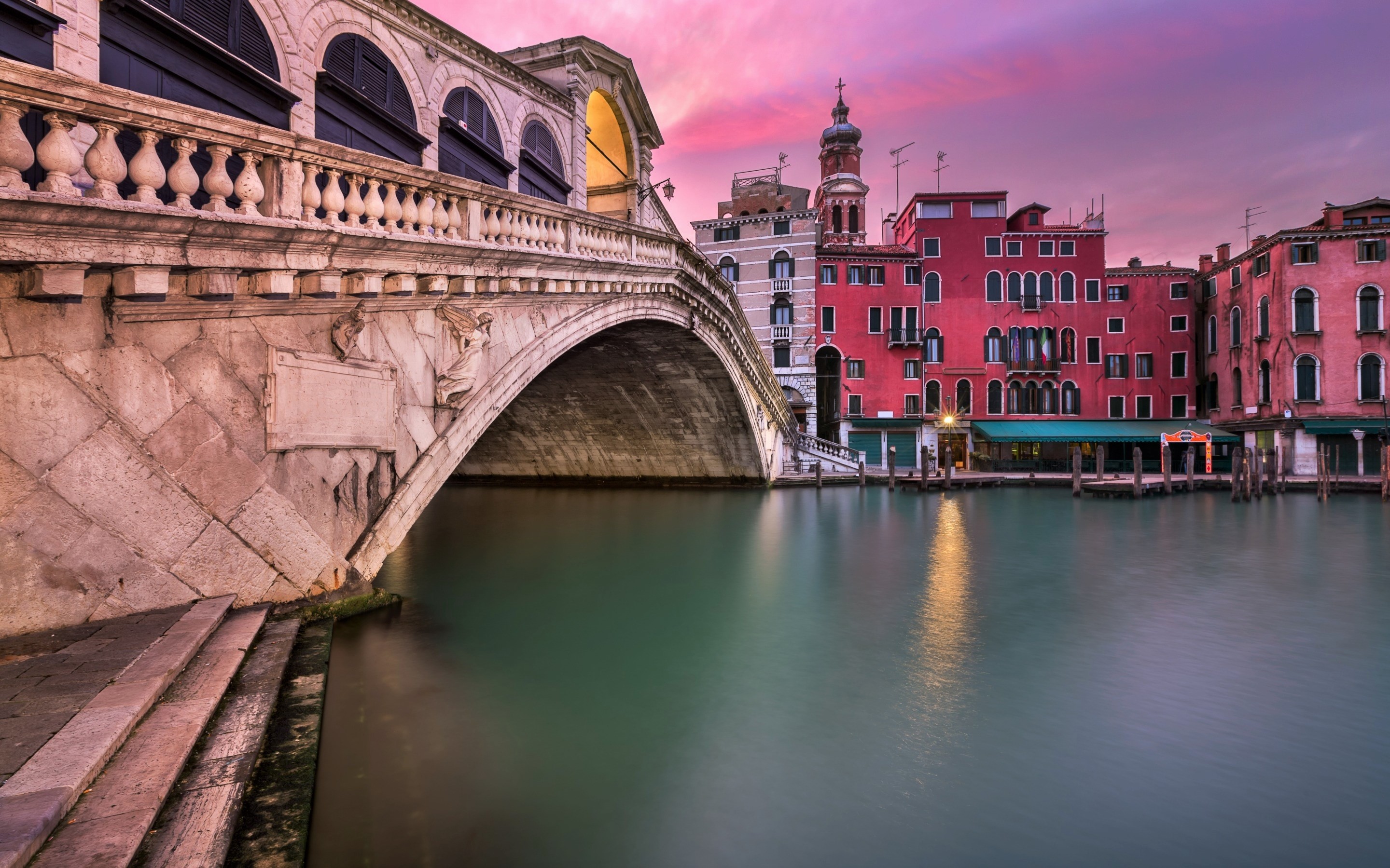 Bridge Canal Colors House Italy Rialto Bridge Venice 2880x1800
