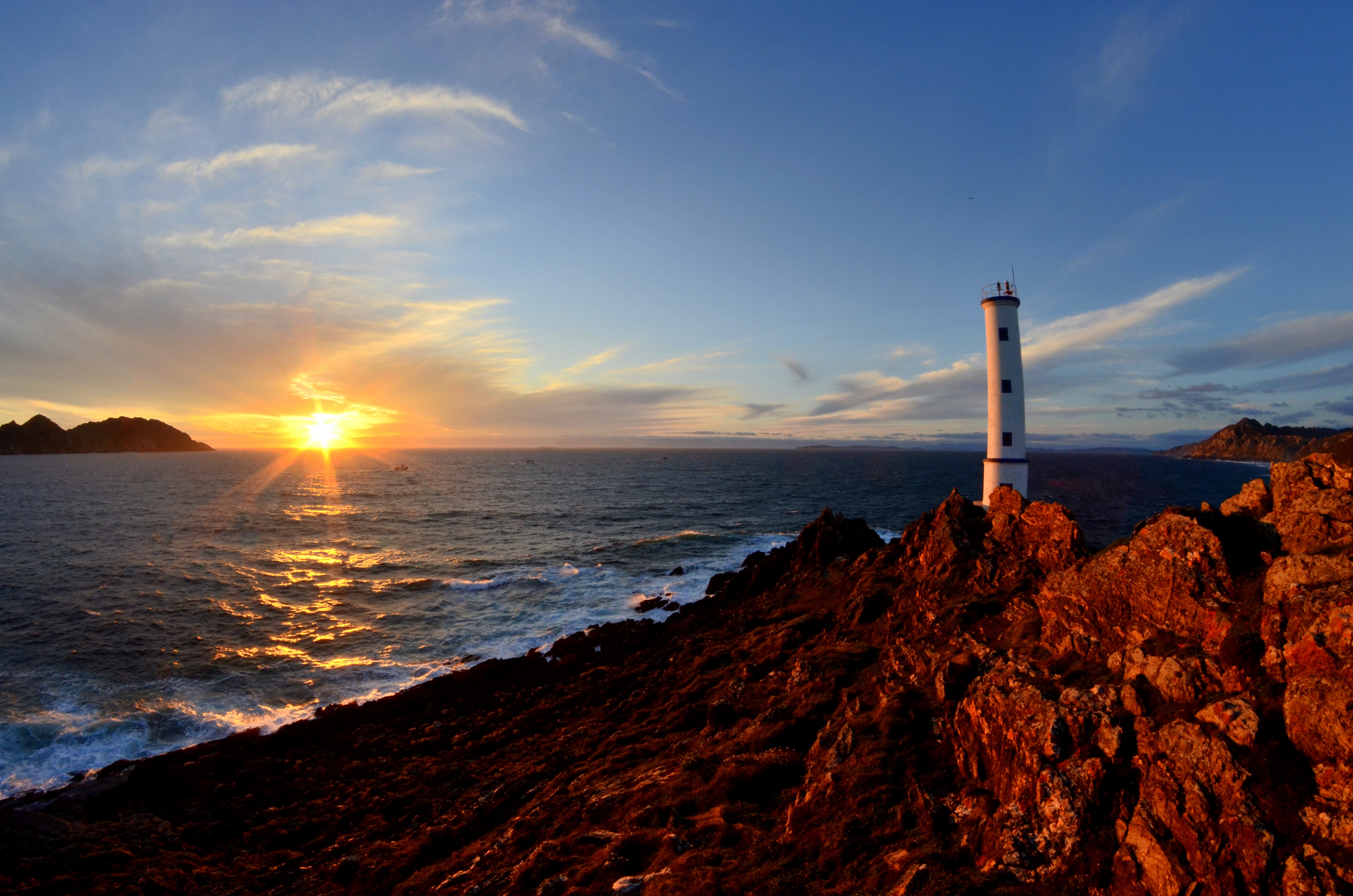 Galicia Rock Sea Spain Sunset 4928x3264