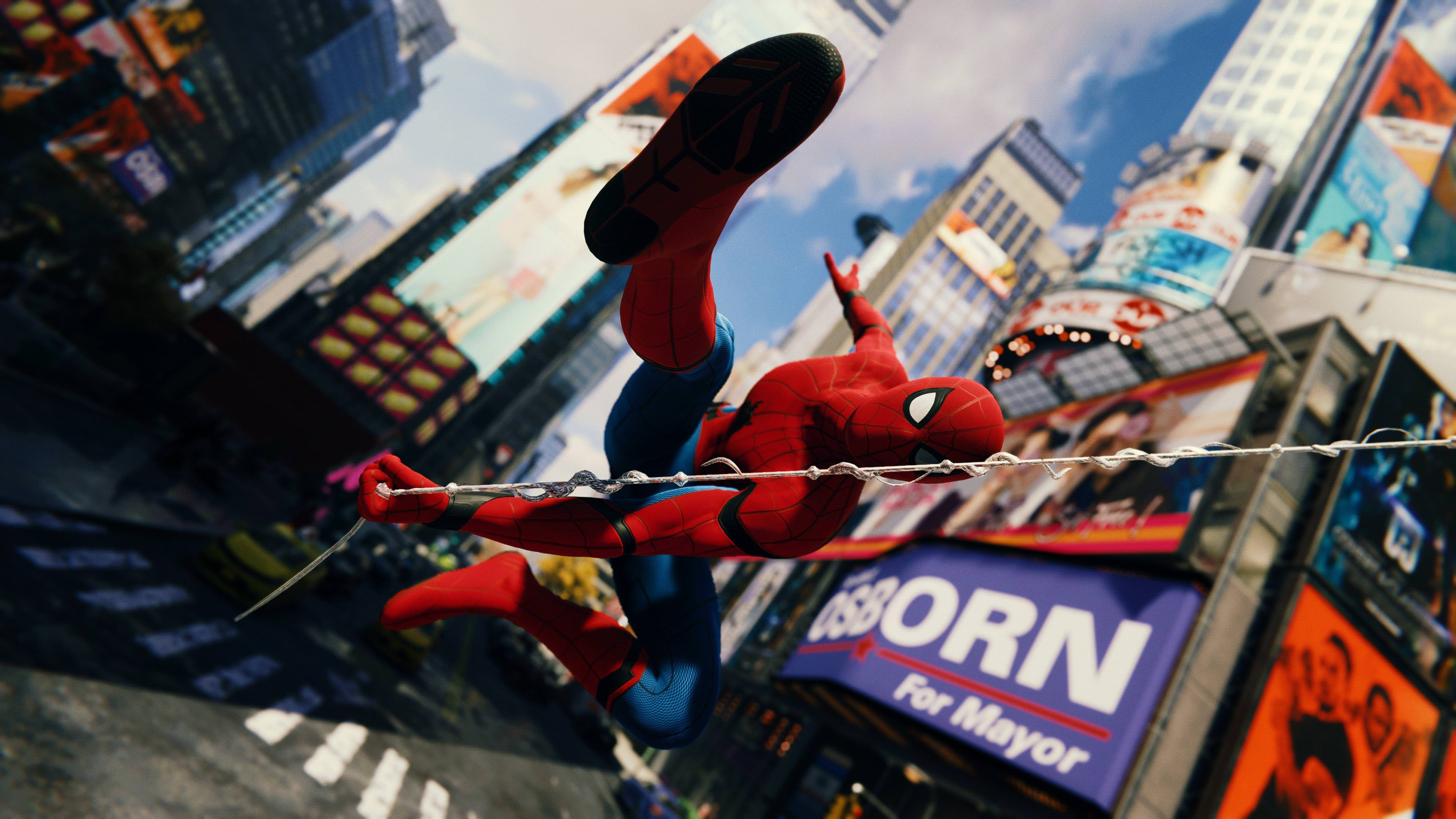 City Marvel Comics New York Peter Parker Spider Man Spider Man Ps4 Superhero Times Square 3840x2160