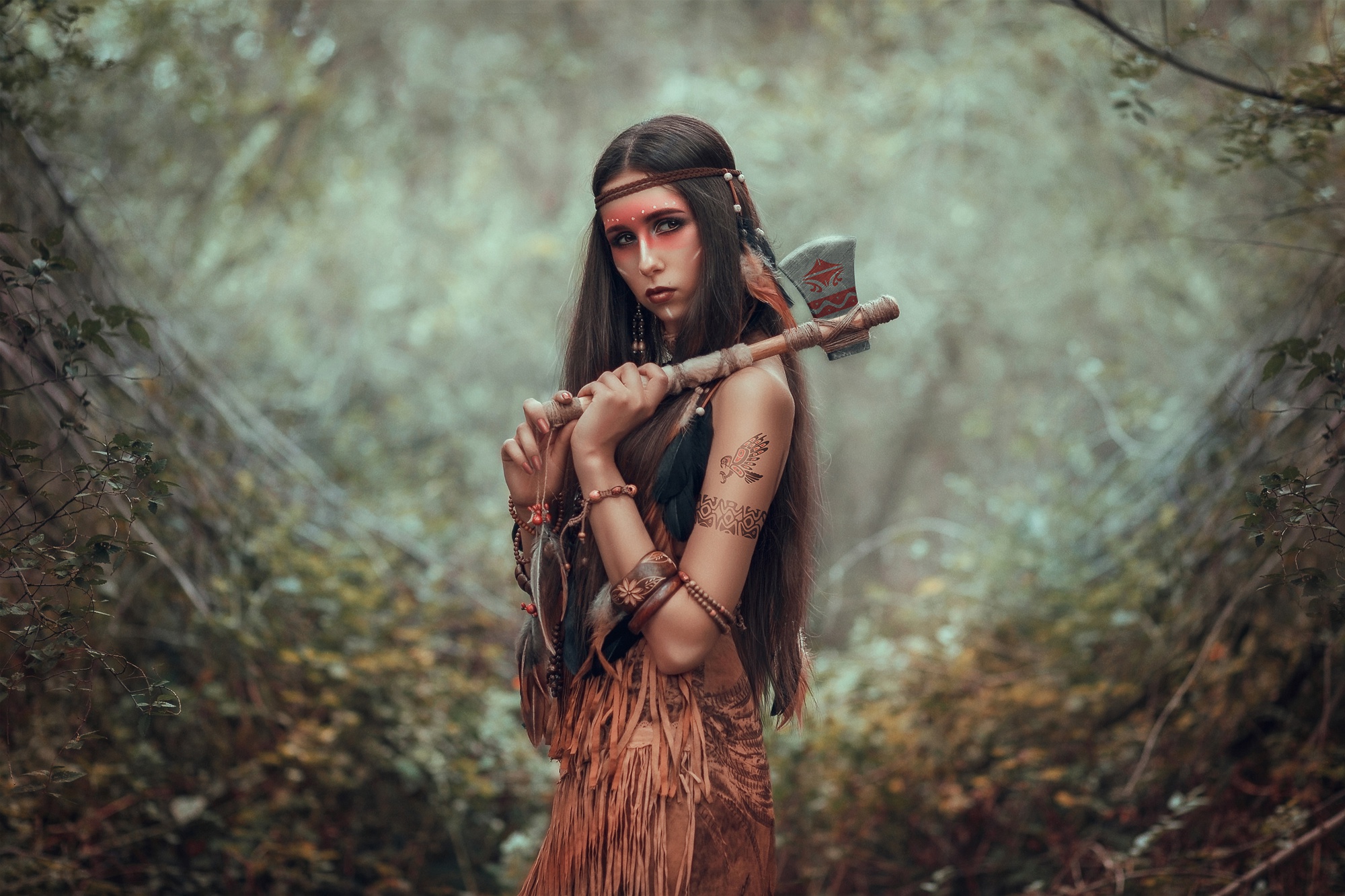Black Hair Girl Long Hair Model Native American Woman 2000x1333