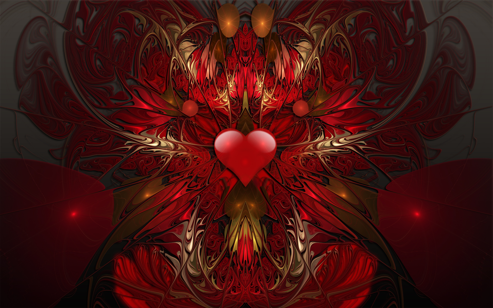 Abstract Design Fractal Heart Red 1920x1200