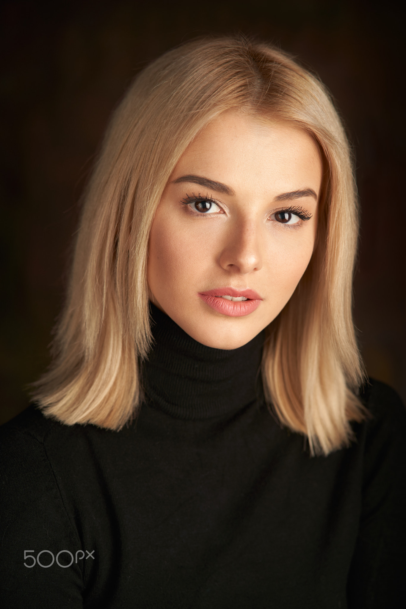 Alexander Vinogradov Women Blonde Straight Hair Looking At Viewer Turtlenecks Black Clothing Portrai 1365x2048
