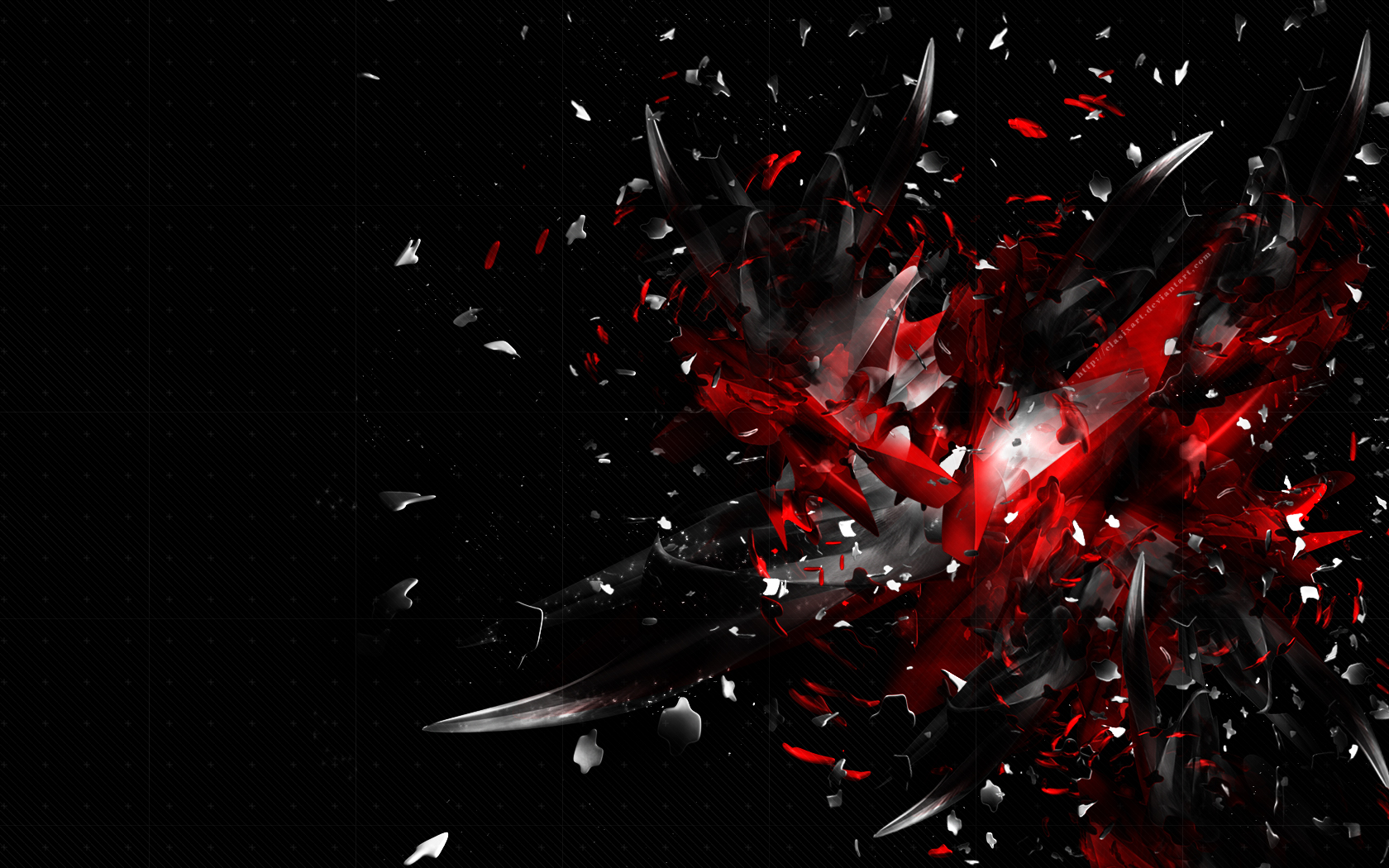 3D 3D Abstract Shards Black Red 1680x1050