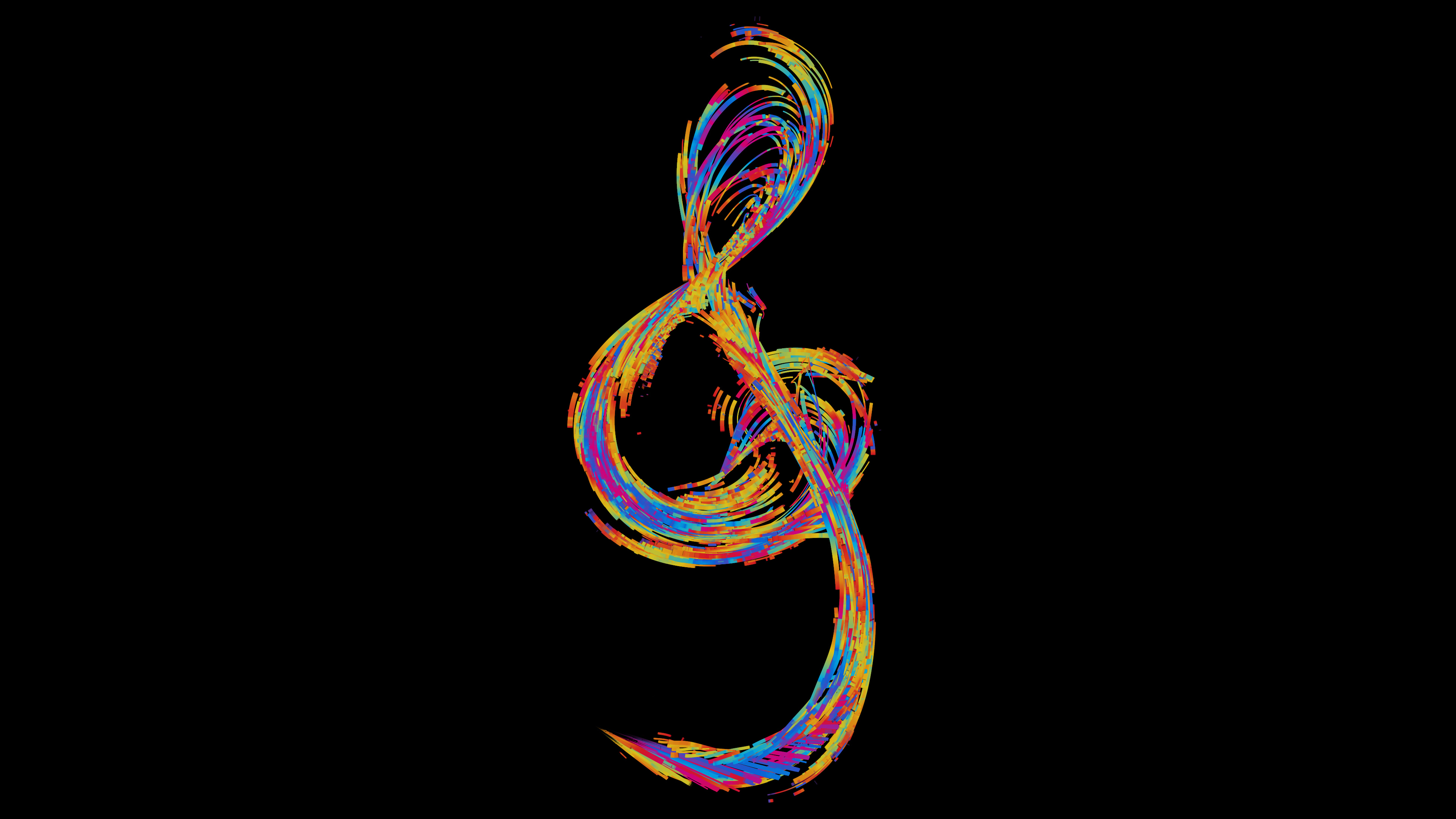 Colorful Black Background Musical Notes Digital Art Music Simple Background Minimalism 3840x2160