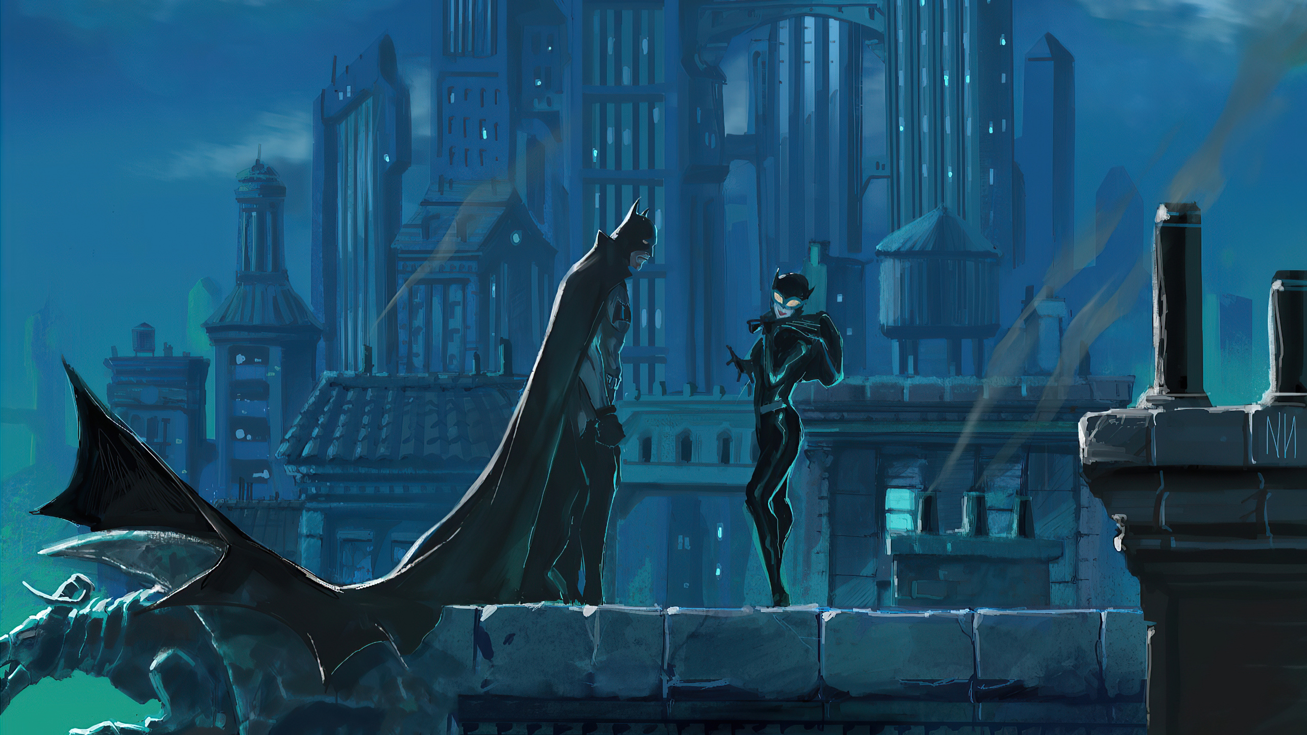 Batman Catwoman Dc Comics Gotham City 2560x1440