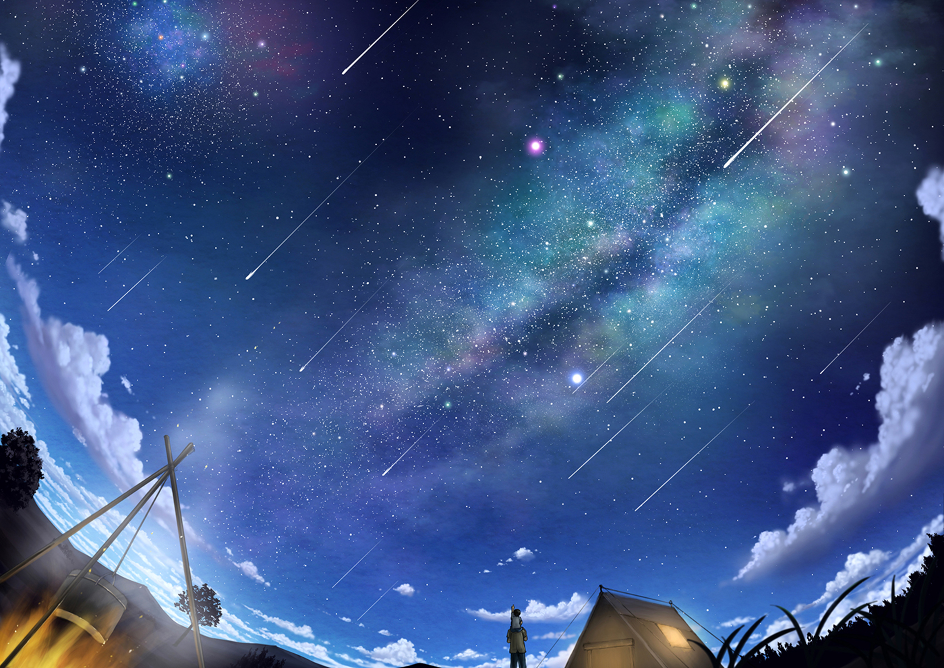 Shooting Star Starry Sky 1920x1358