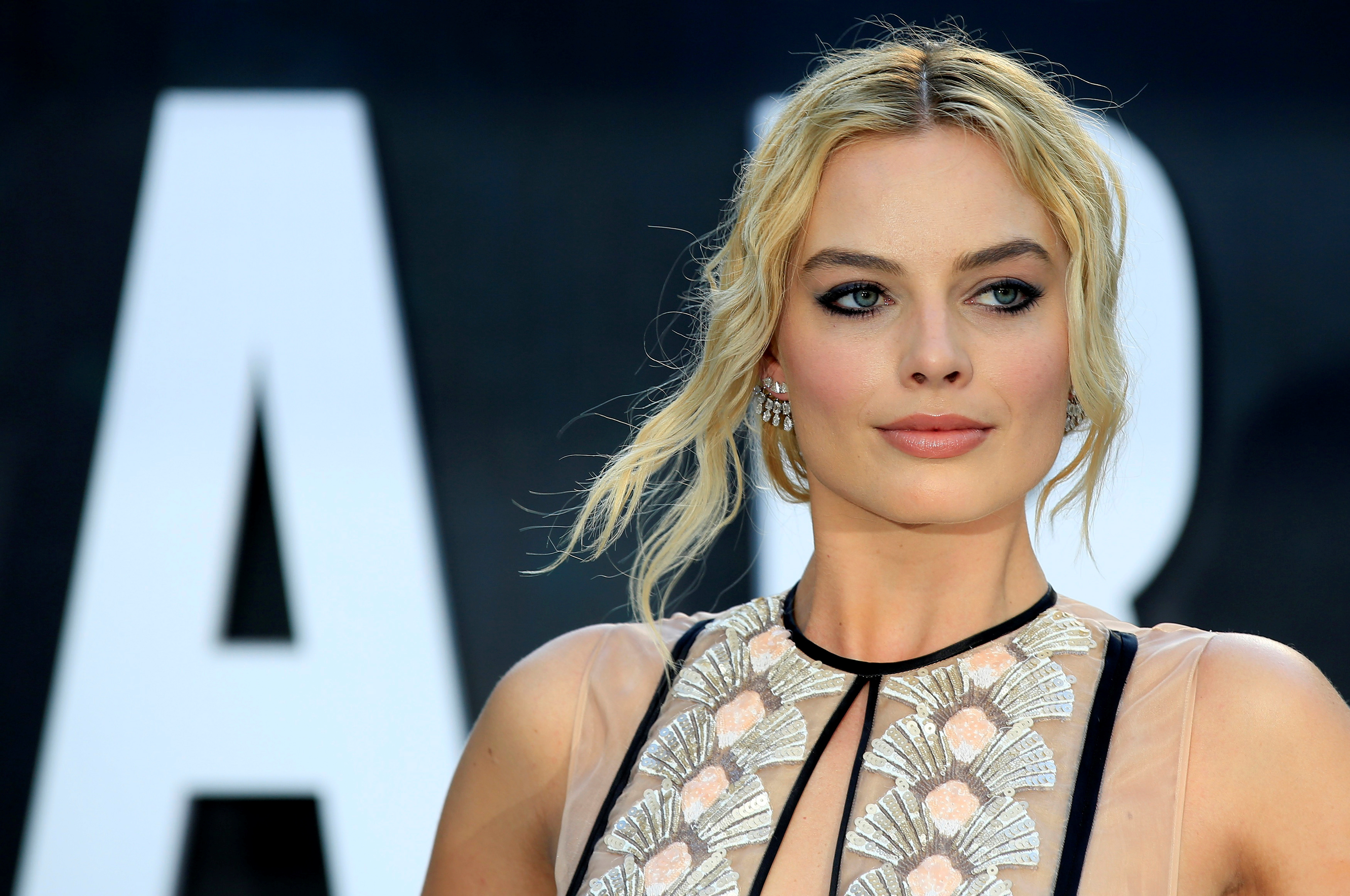 Actress Australian Blonde Blue Eyes Face Margot Robbie 3500x2323