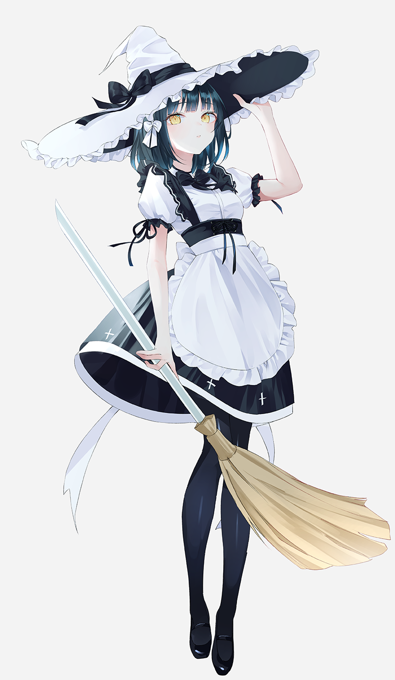 Anime Witch Girl on Magic Broomstick - Cute Cartoon Girl