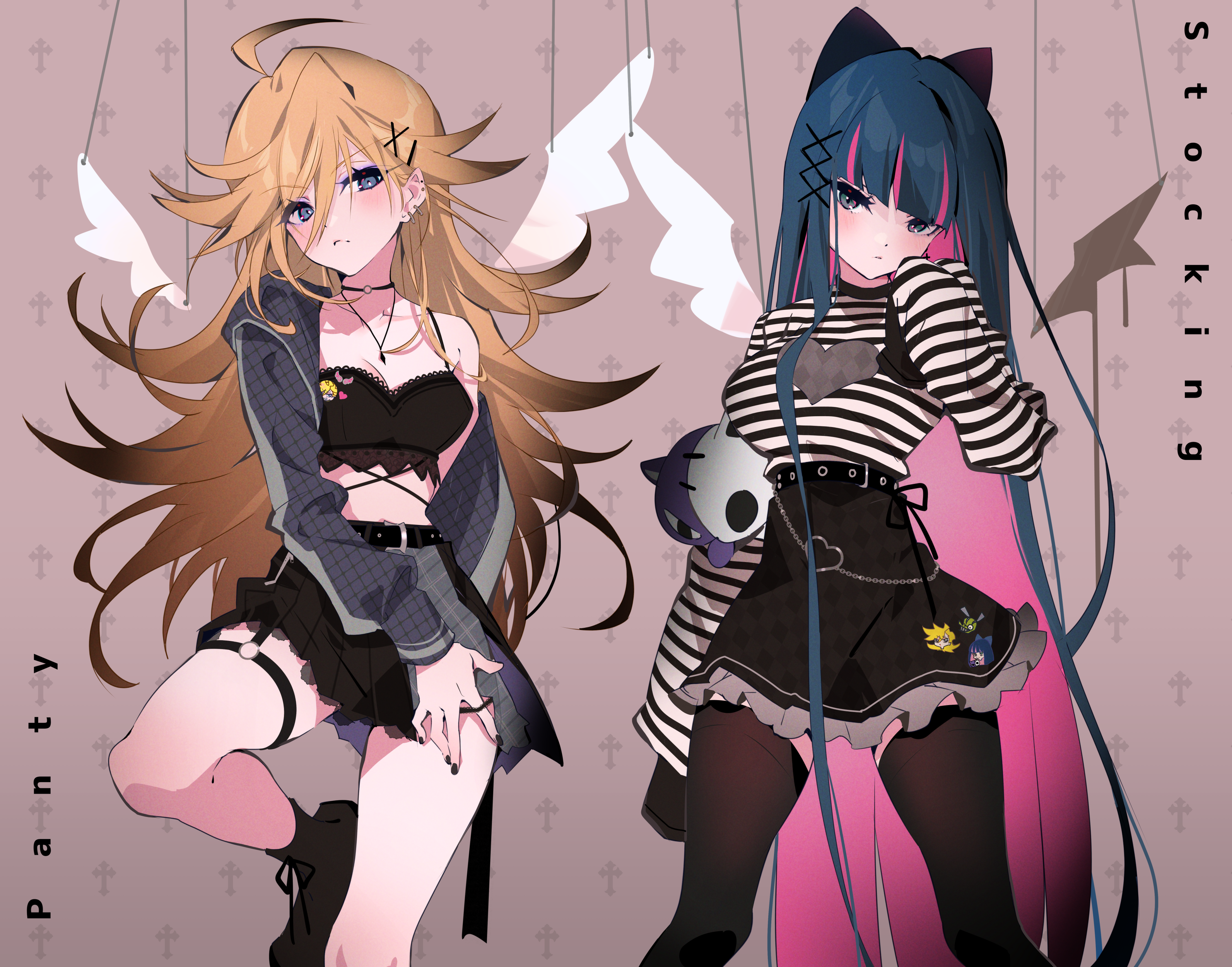 Anime Anime Girls Simple Background Panty And Stocking With Garterbelt Anarchy Stocking Anarchy Pant 3185x2500