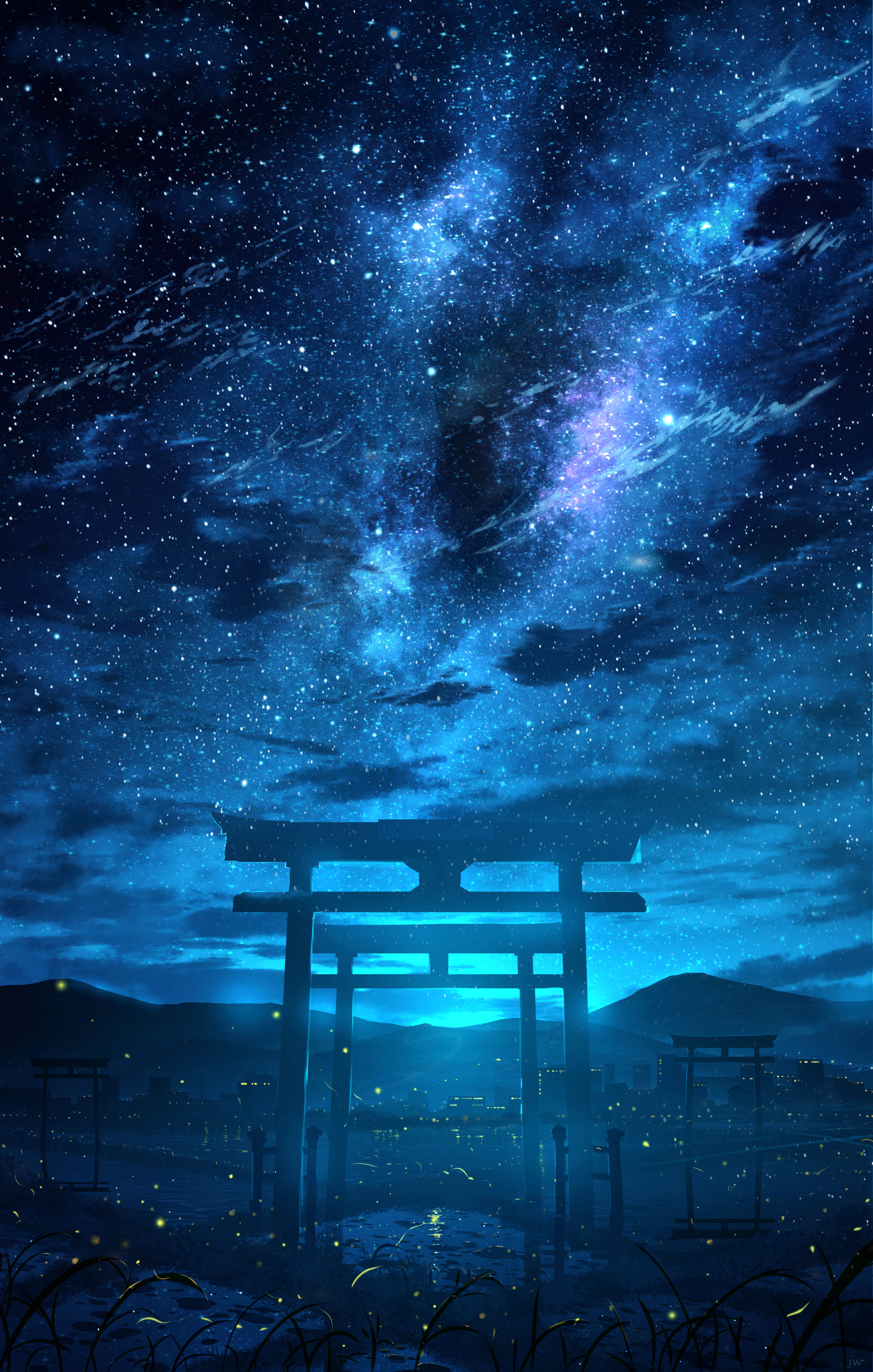 Anime HuashiJW Torii Night Sky 3453x5425