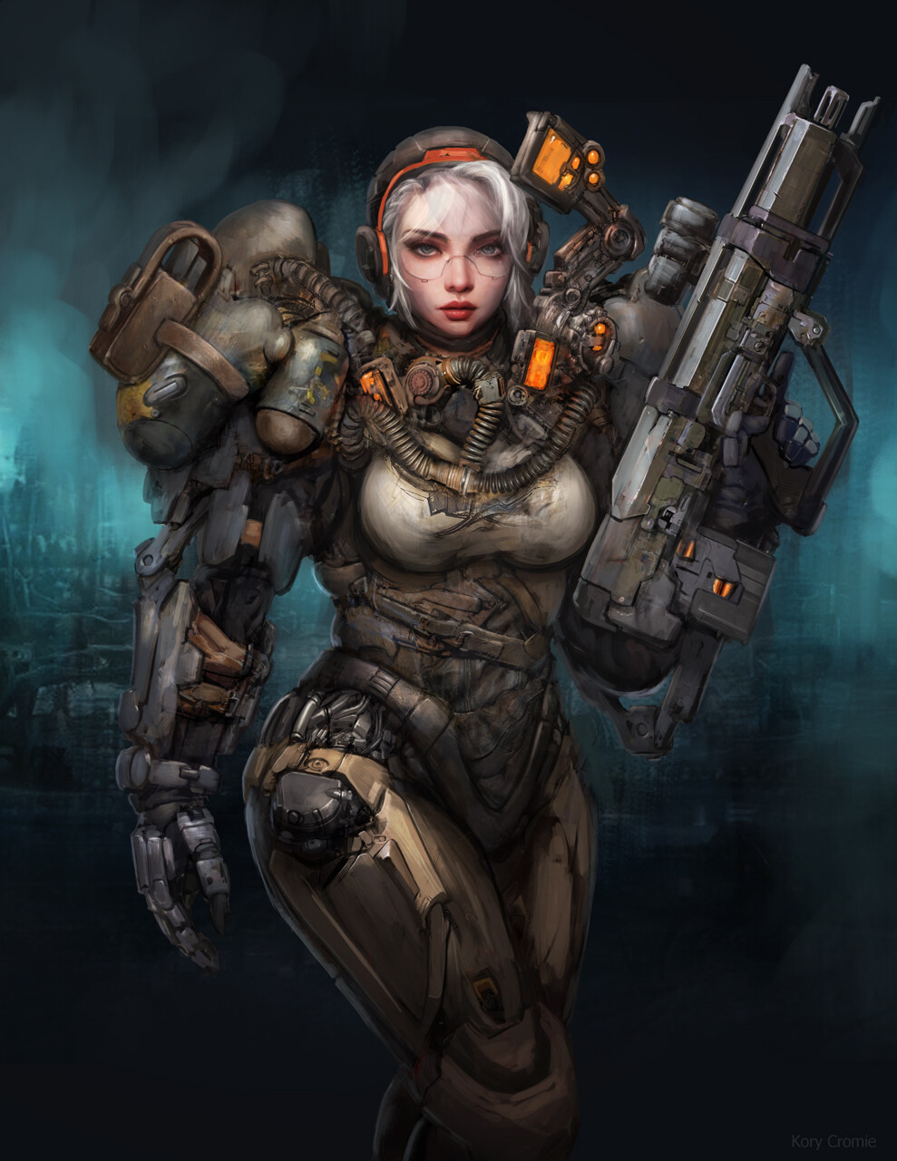 Kory Cromie Science Fiction Science Fiction Women Women Armored Girls With Guns Weapon Artwork 989x1280