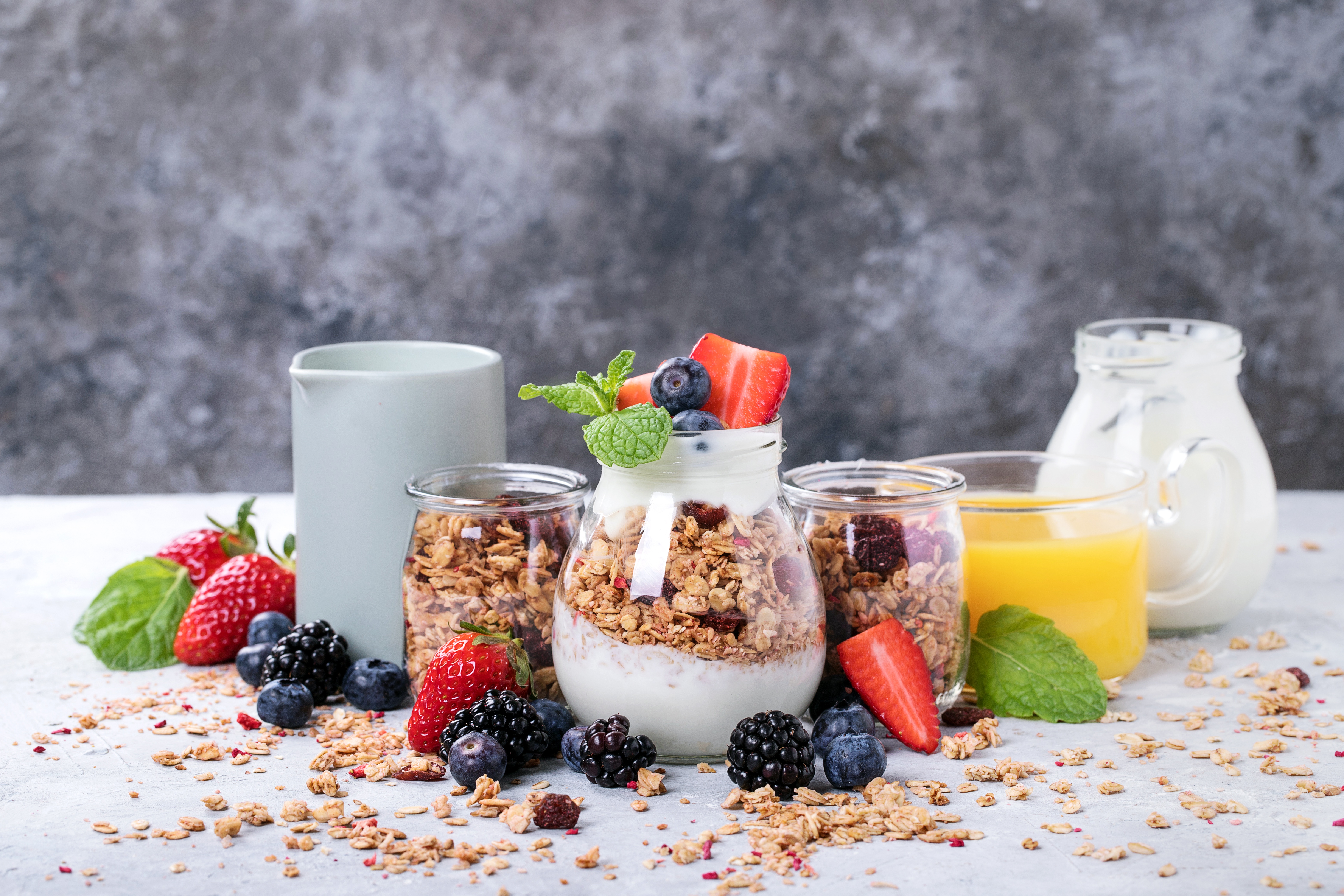 Berry Breakfast Fruit Juice Muesli Still Life Yogurt 6240x4160